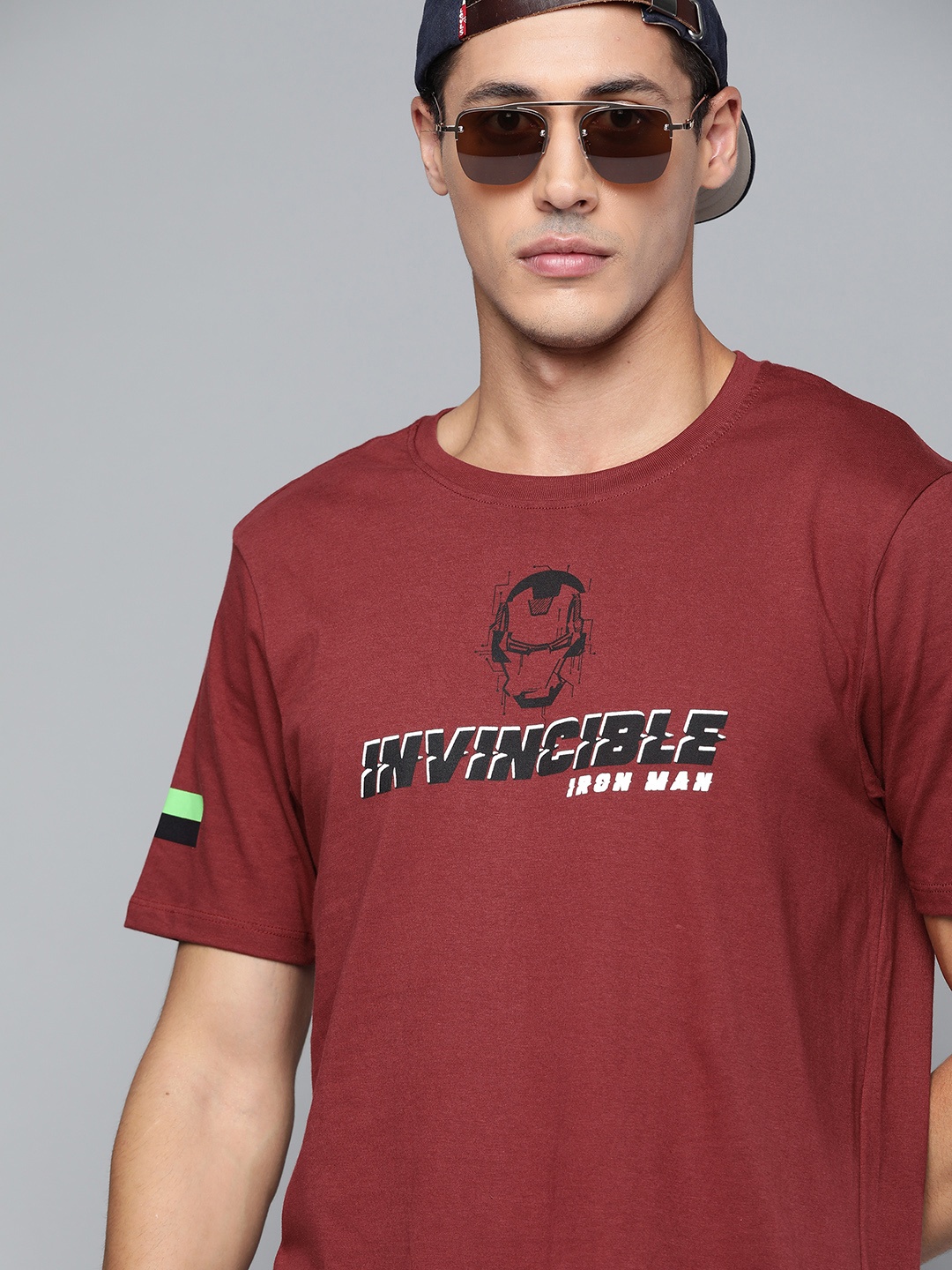 

Kook N Keech Marvel Men Maroon Black Cotton Iron Man Typography Printed Pure Cotton T-shirt