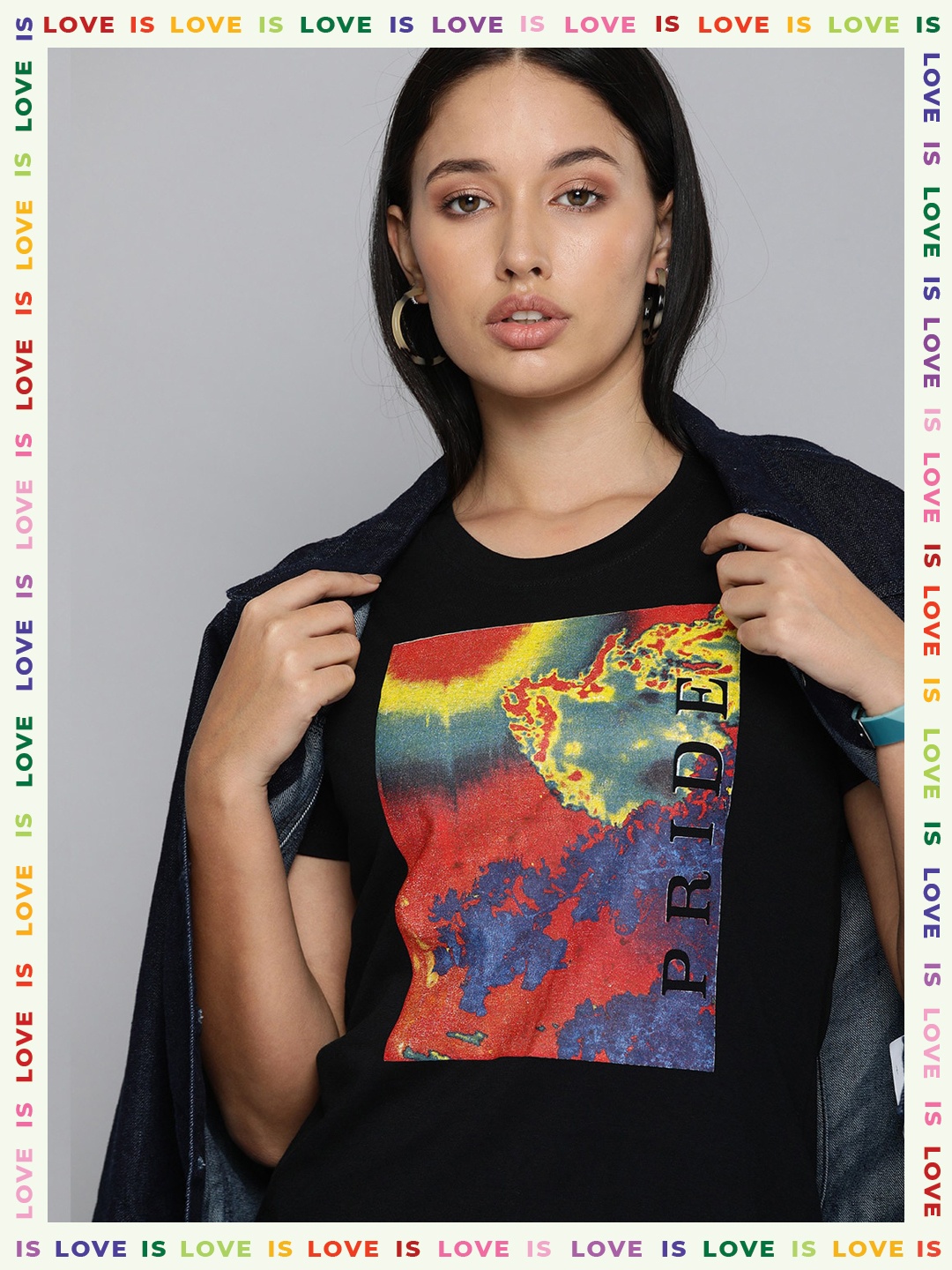 

Kook N Keech Women Black Red Pride Print Round Neck Pure Cotton T-shirt
