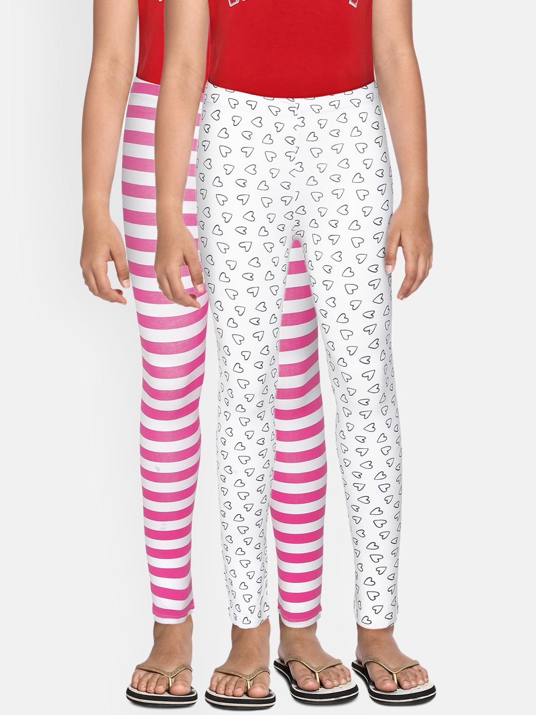 

YK Basics Girls Pack of 2 Ankle Length Leggings, White
