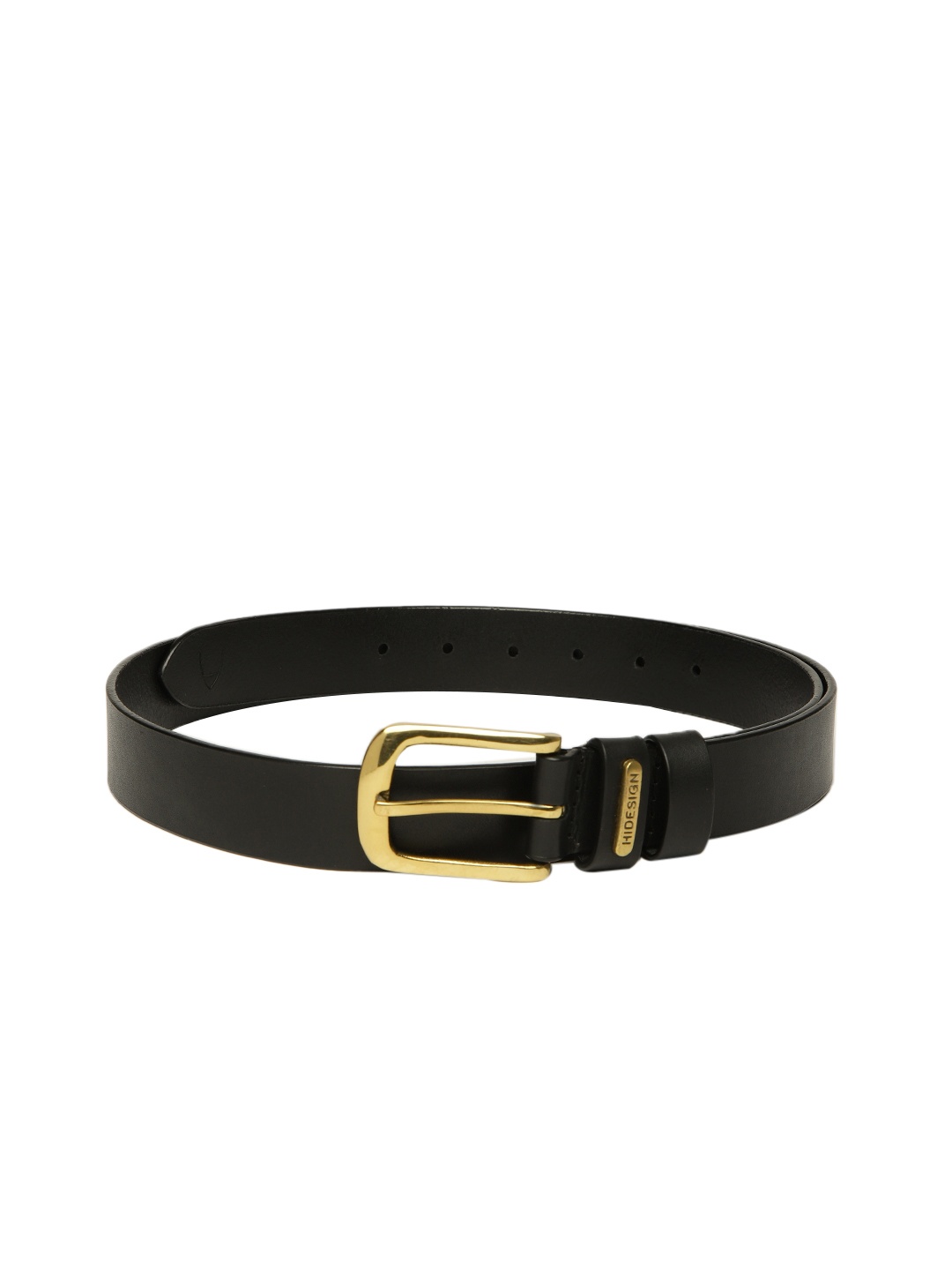 

Hidesign Men Black Solid Leather Belt