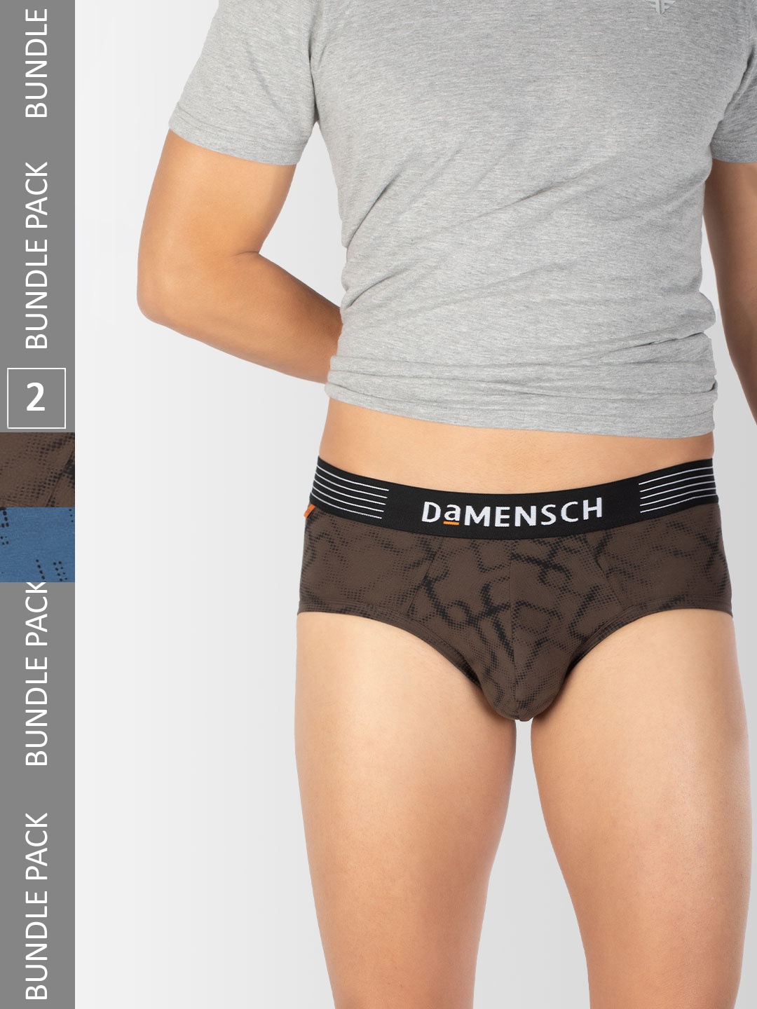 

DAMENSCH Men Pack Of 2 Deodorizing Anti Bacterial Briefs DAM-CTP-B-BRB-MRB-PACK-2-MIX, Brown