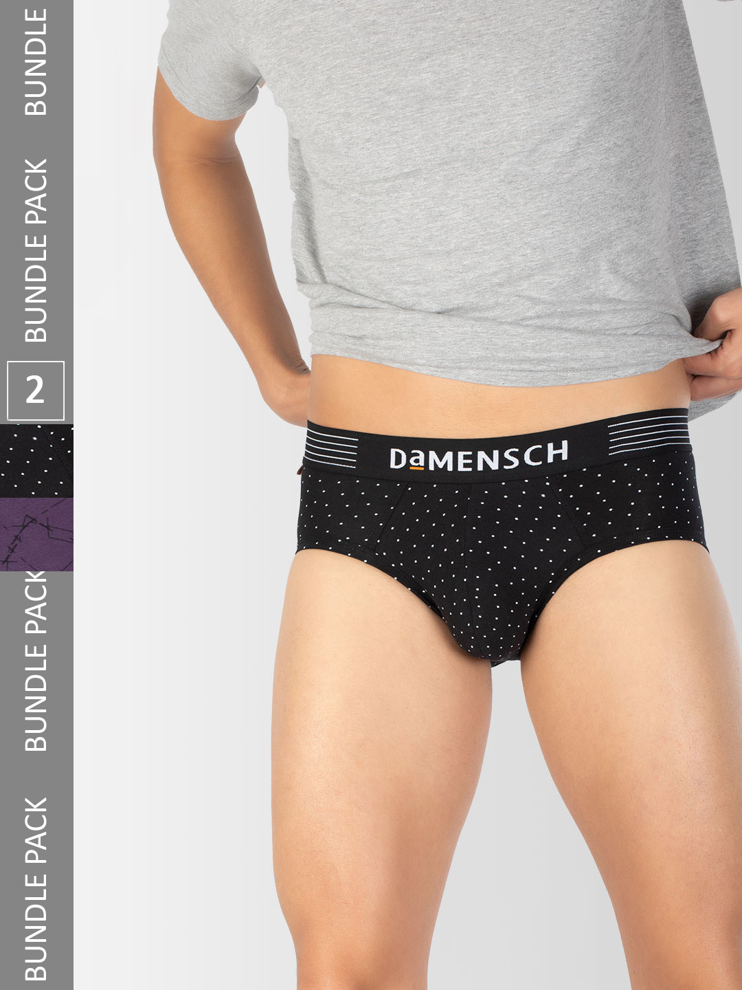 

DAMENSCH Men Pack of 2 Deodorizing Anti Bacterial Basic Briefs DAM-CTP-B-SPB-PNP-PACK-2, Black