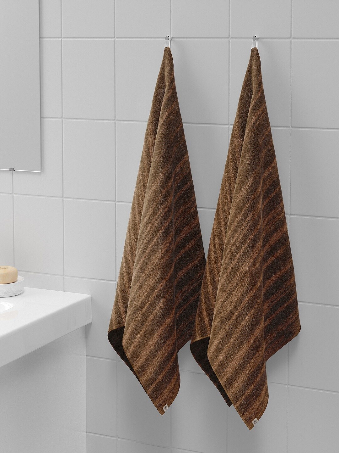 

Himeya Set Of 2 Brown Striped 500 GSM Organic Cotton Sustainable Hand Towels