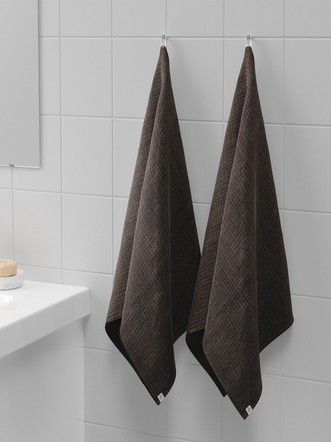 

Himeya Set Of 2 Brown & Black Checked 500 GSM Organic Cotton Sustainable Hand Towels