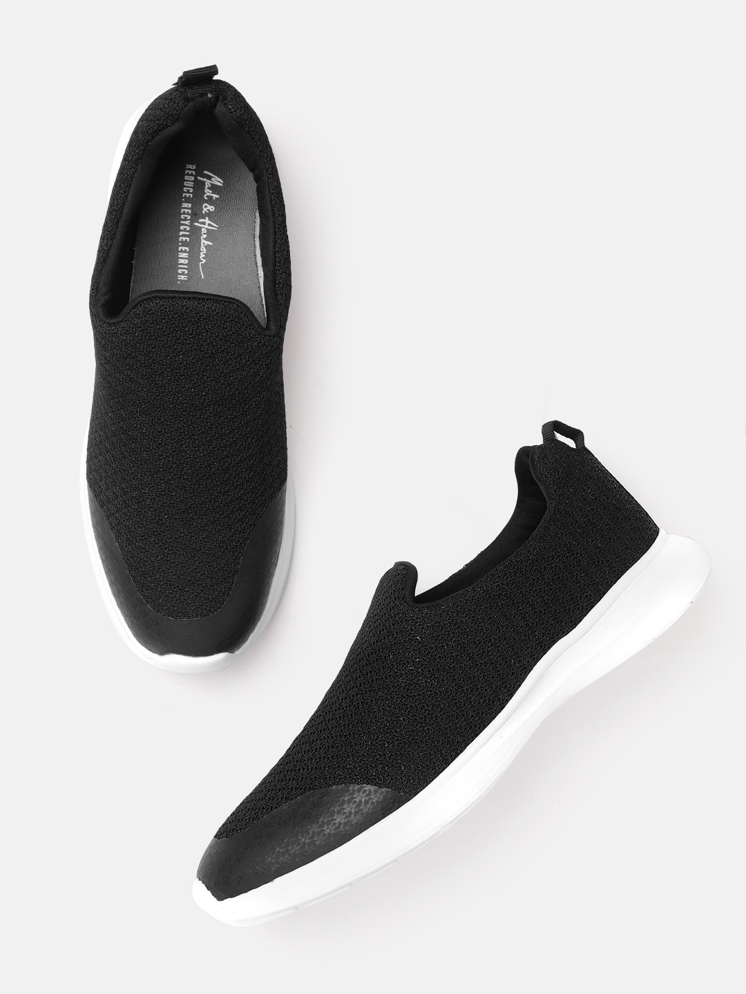

Mast & Harbour Men Black Woven Design Slip-On Sneakers