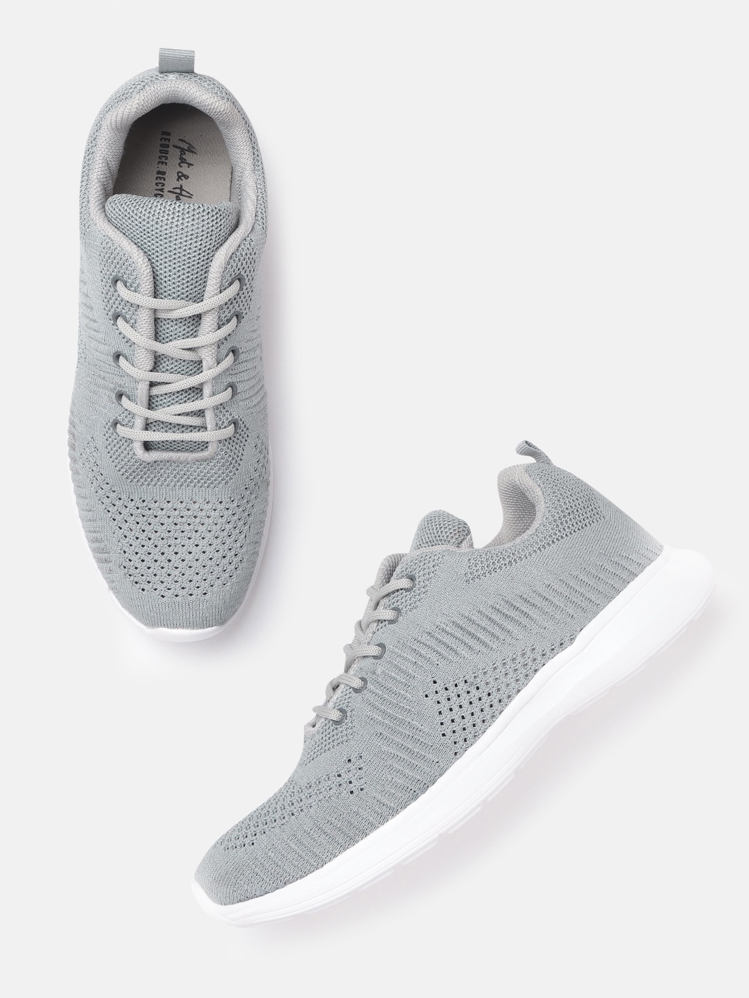 

Mast & Harbour Men Grey Woven Design Sneakers