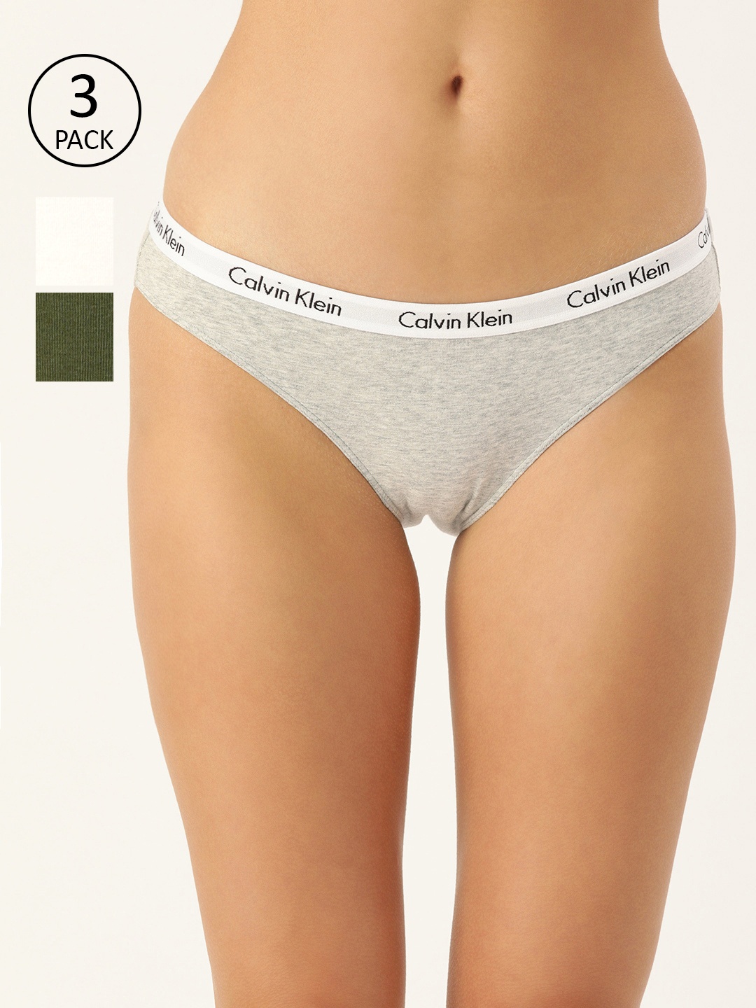 

Calvin Klein Underwear Women Pack of 3 Bikini Briefs QD35888VB, Olive