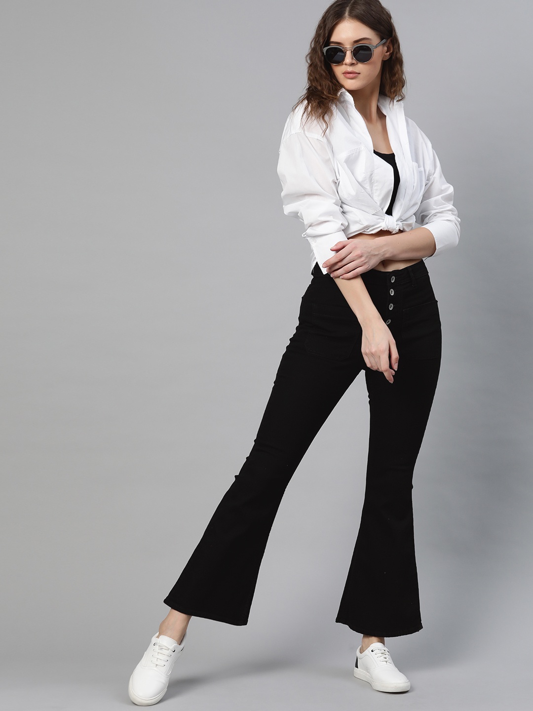 

Roadster Women Black Solid Skinny Flare High-Rise Stretchable Jeans