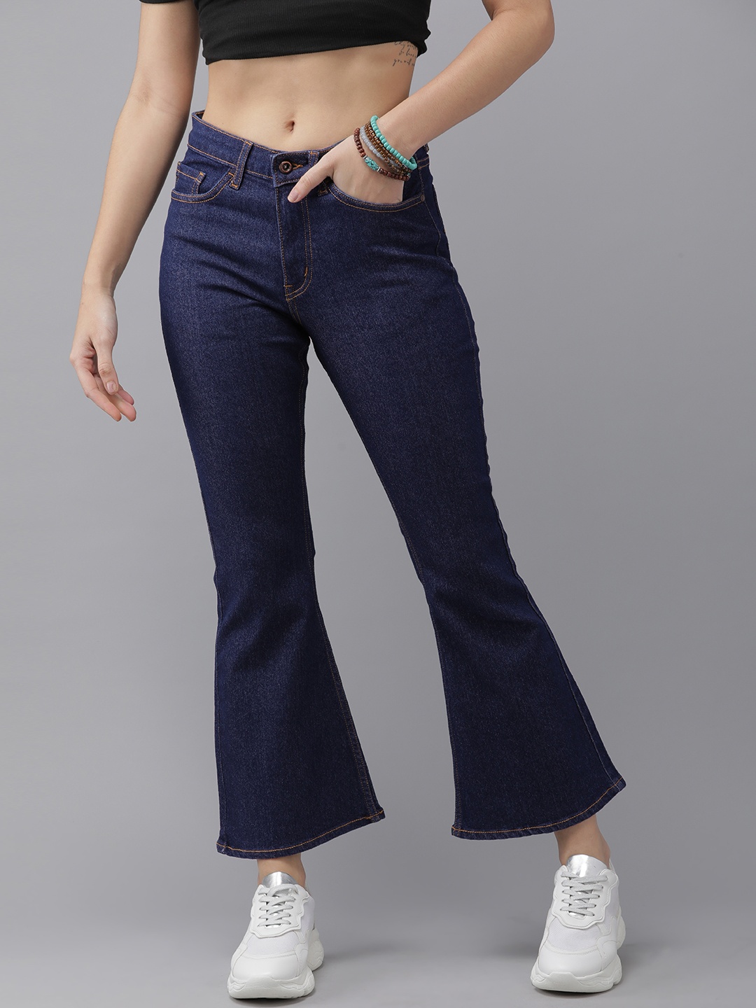 

Roadster Women Blue Bootcut High-Rise Stretchable Jeans
