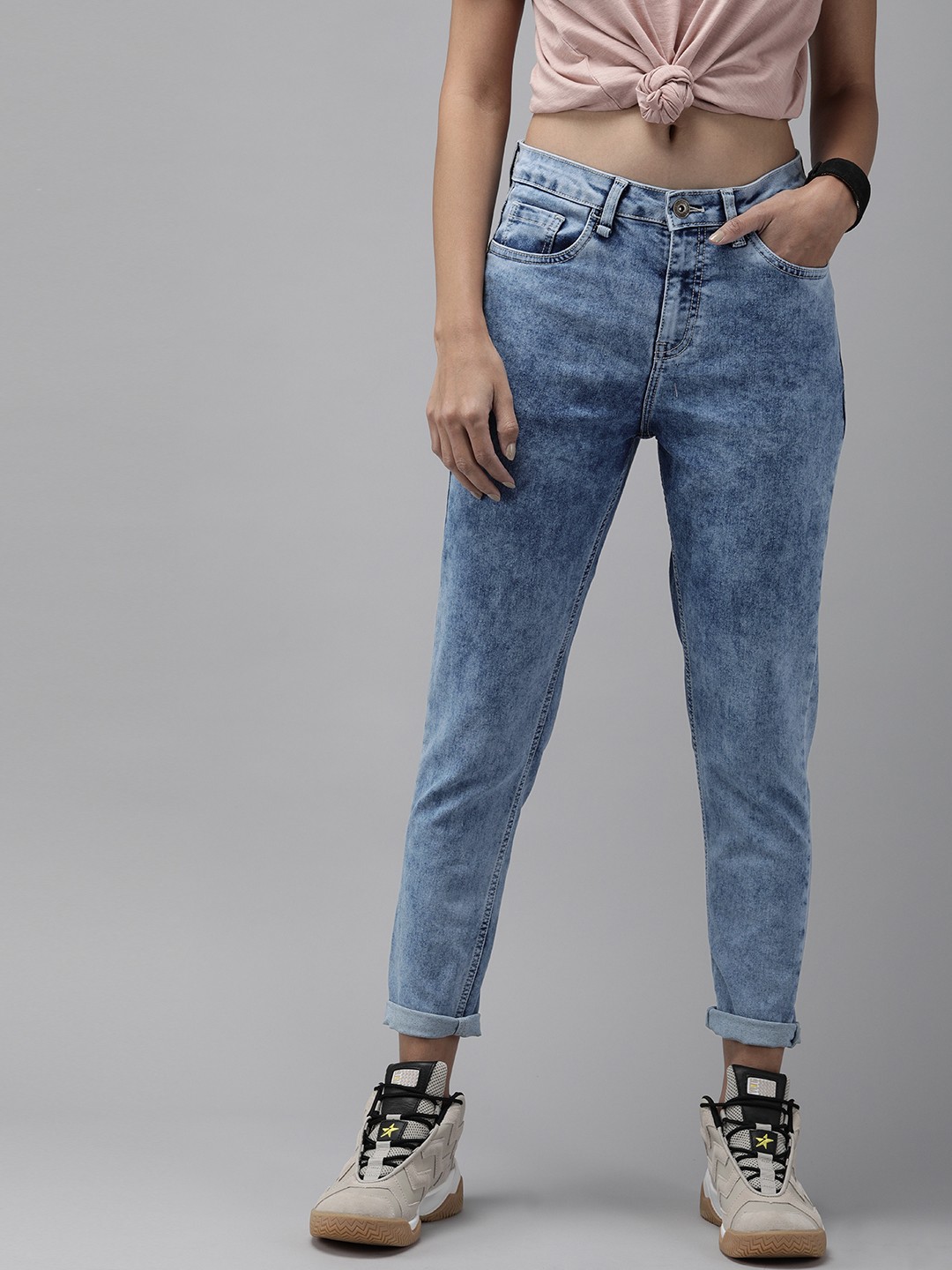 

Roadster Women Blue Bootcut High-Rise Slim Fit Clean Look Stretchable Jeans