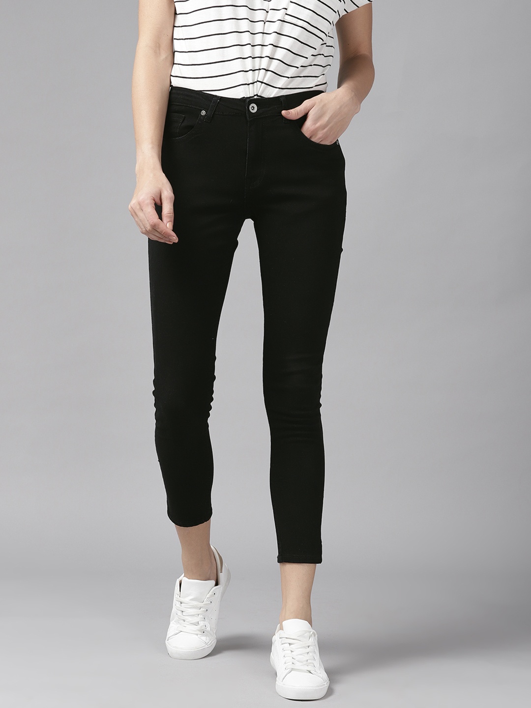 

Roadster Women Black Skinny Fit Mid-Rise Stretchable Jeans