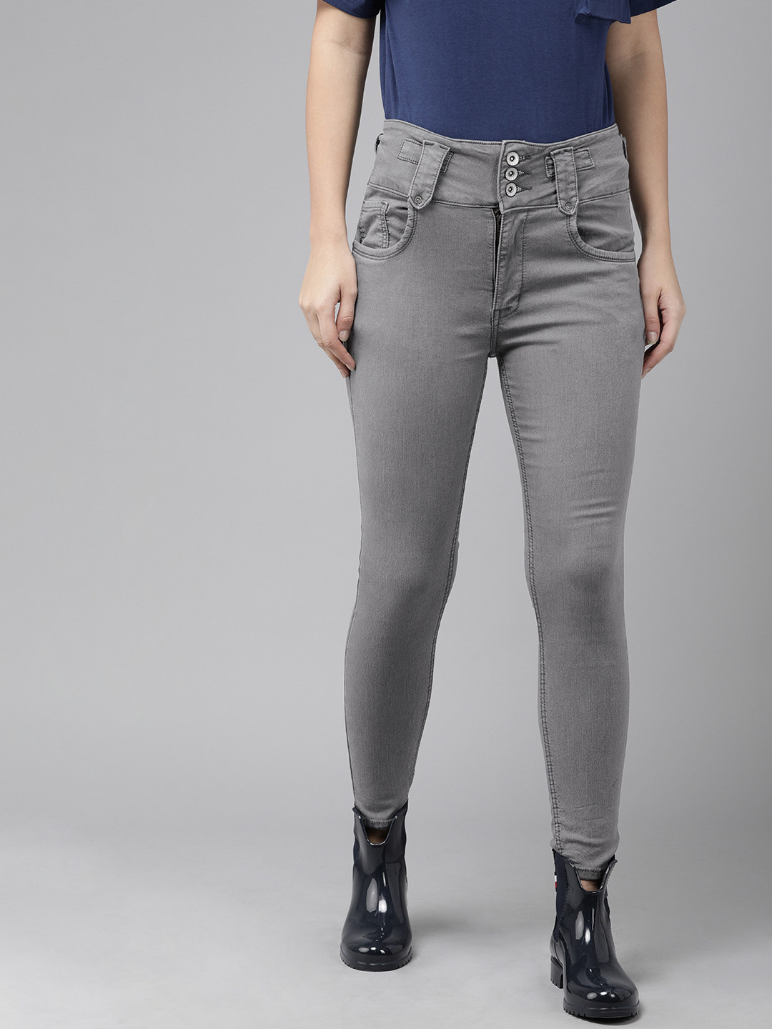 

Roadster Women Grey Skinny Fit High-Rise Stretchable Jeans