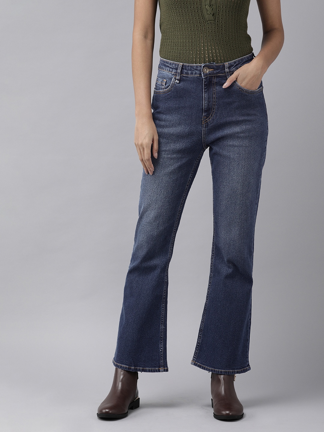 

Roadster Women Blue Bootcut High-Rise Light Fade Stretchable Jeans