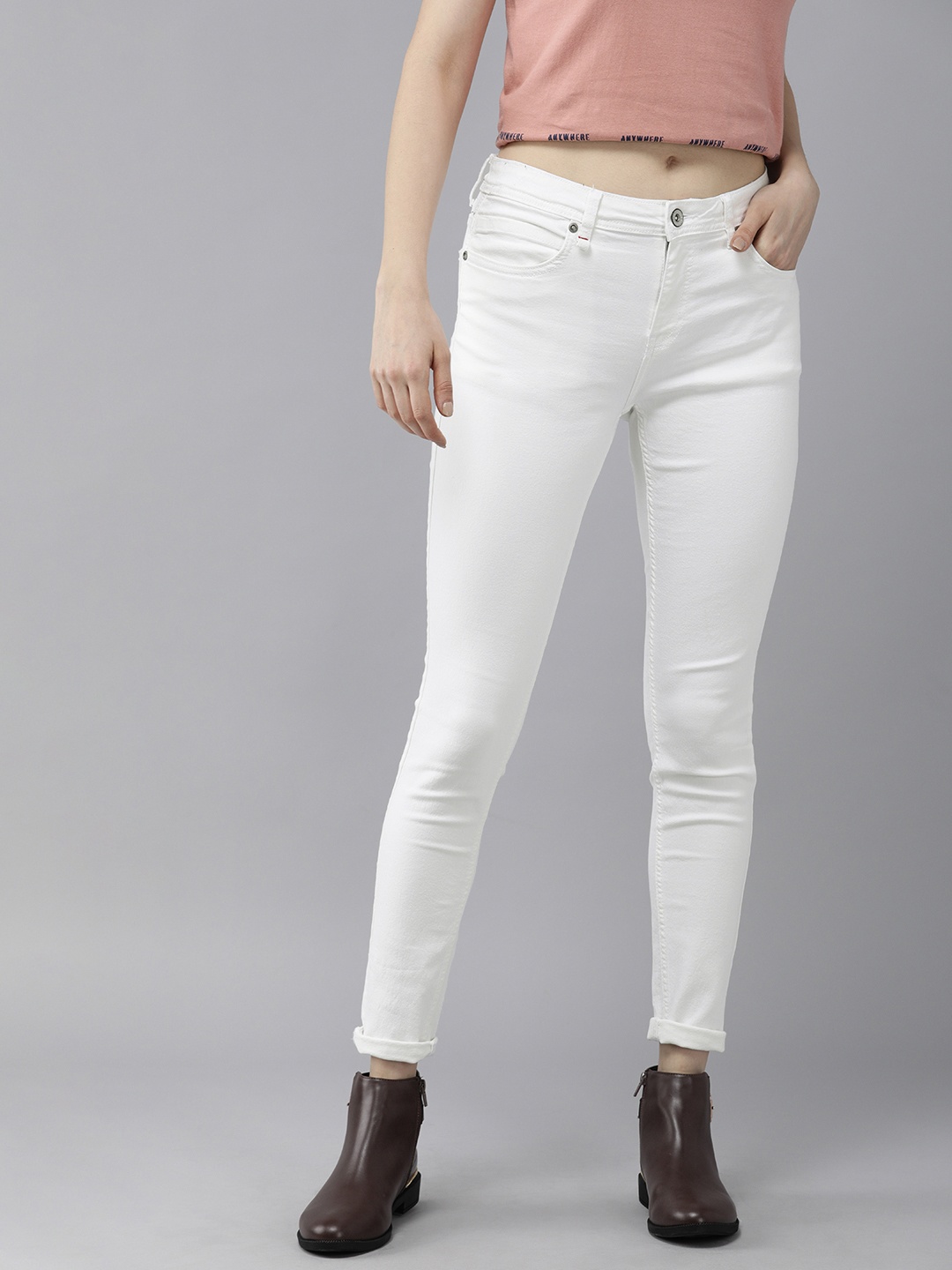 

Roadster Women White Skinny Fit Stretchable Jeans