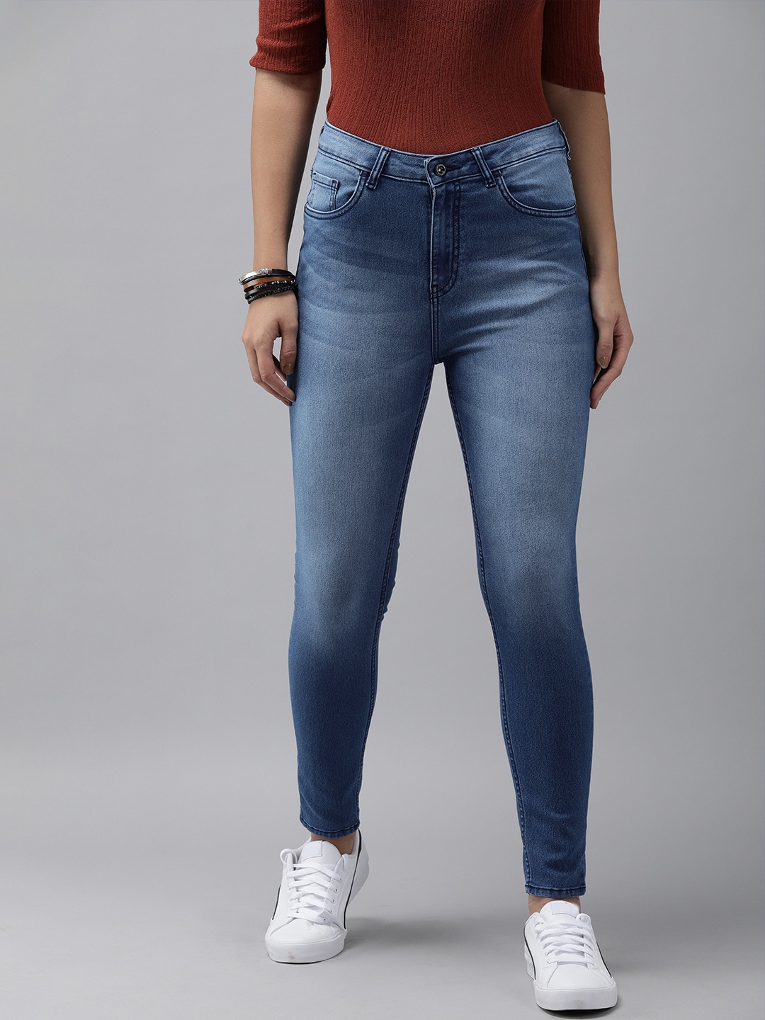 

Roadster Women Blue Super Skinny Fit High-Rise Clean Look Stretchable Jeans