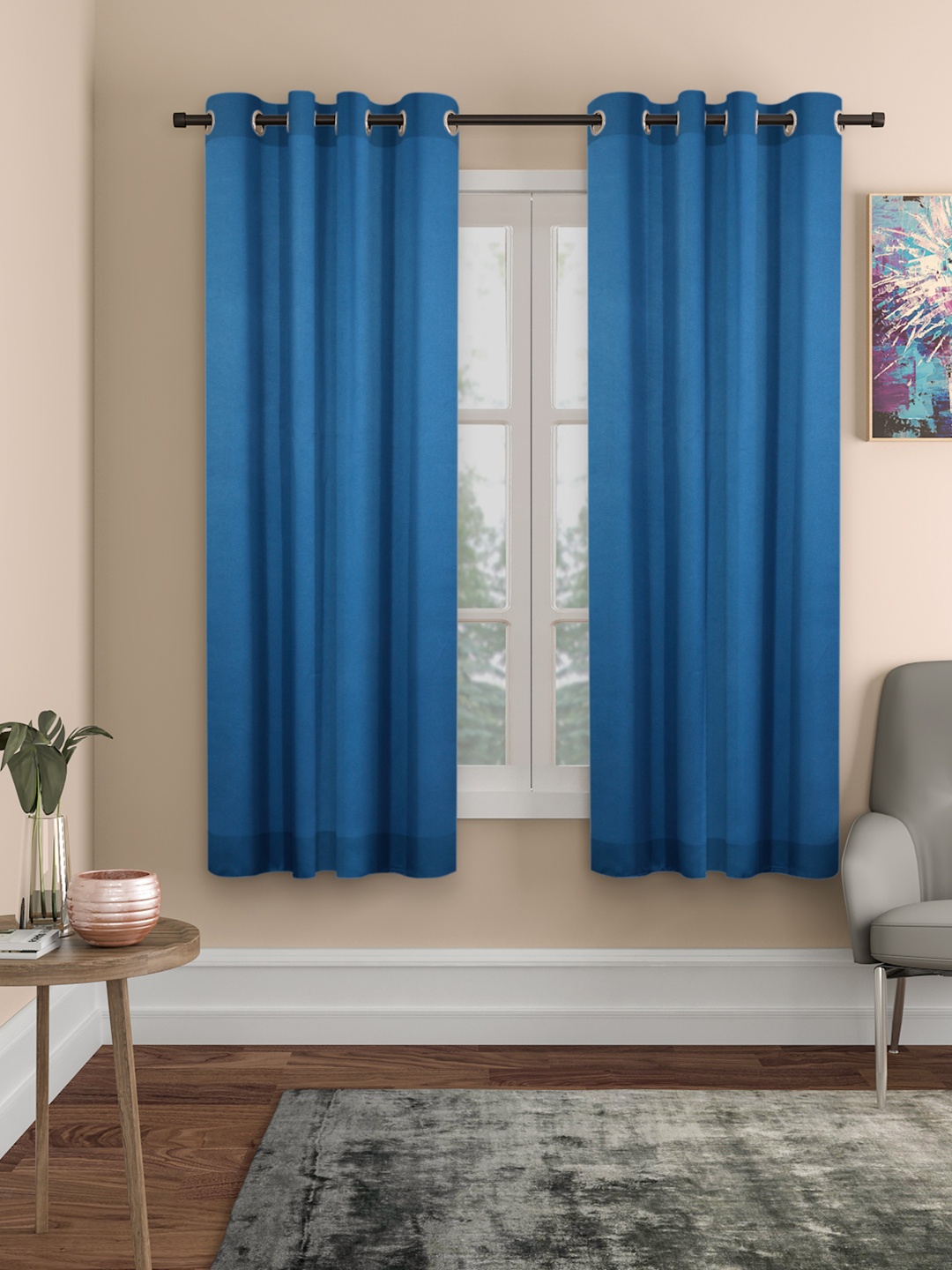 

ROSARA HOME Blue Set of 2 Window Curtains