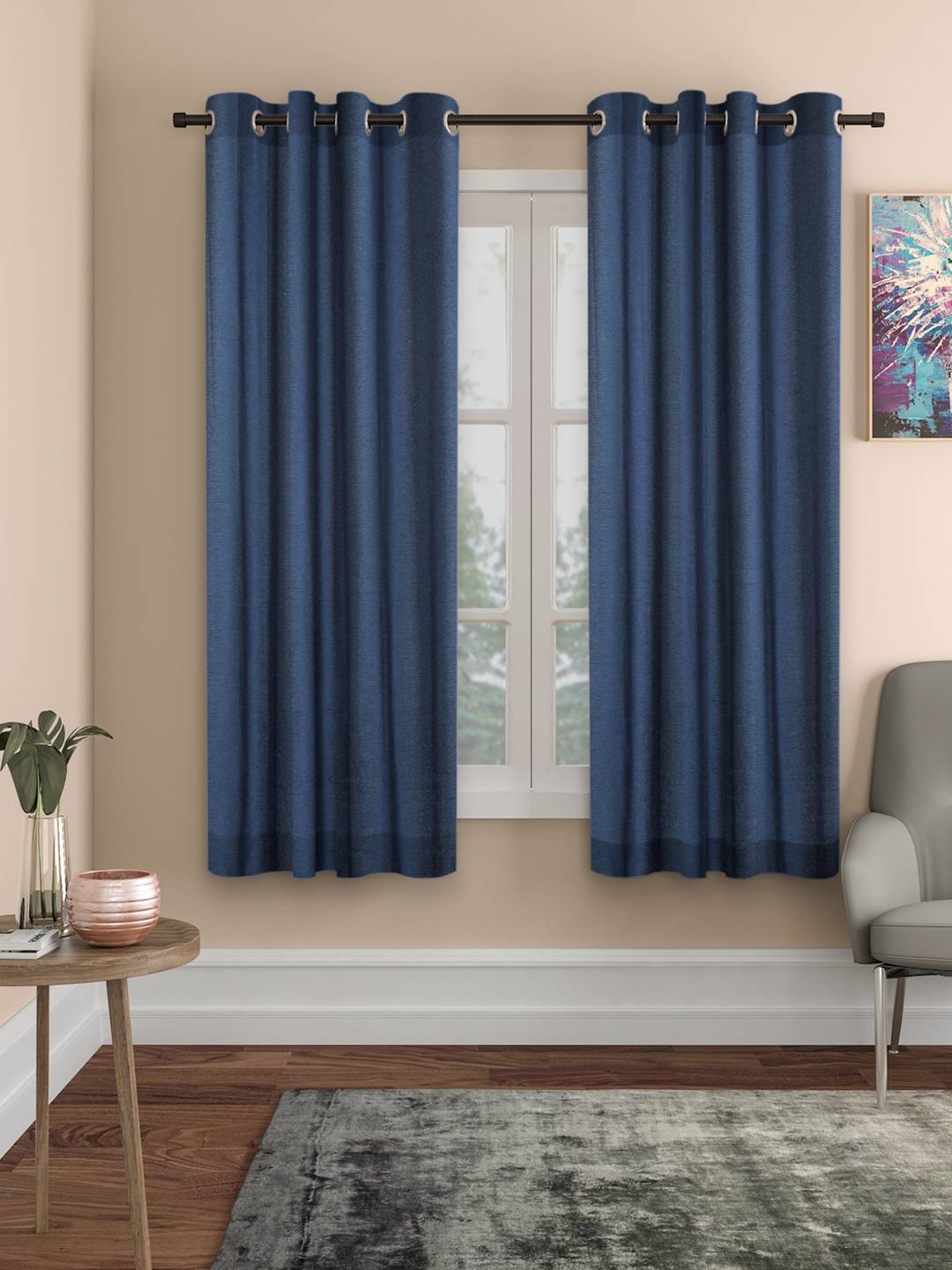 

ROSARA HOME Navy Blue Set of 2 Window Curtains