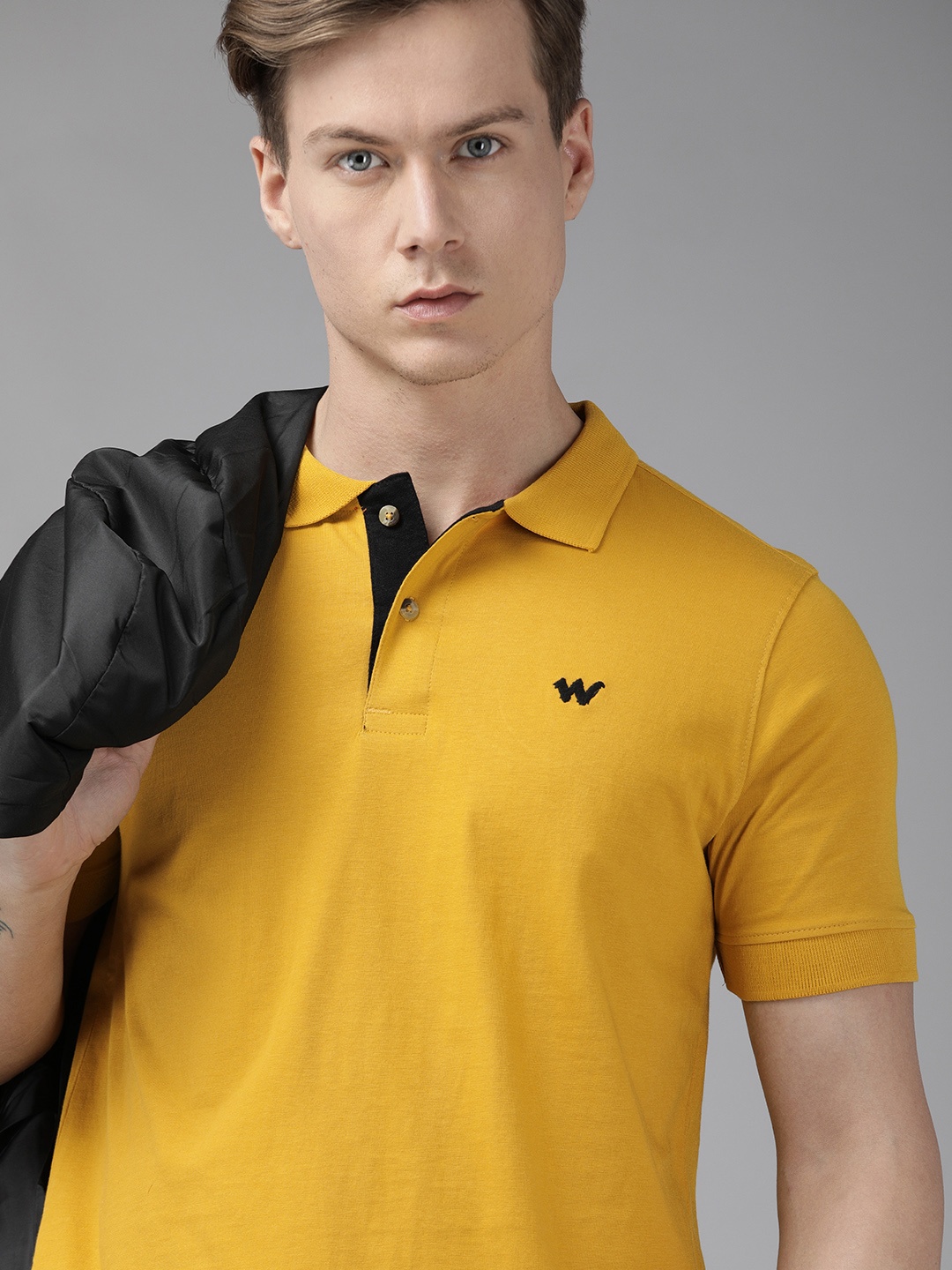 

Wildcraft Men Yellow Printed Polo Collar Pure Cotton T-shirt