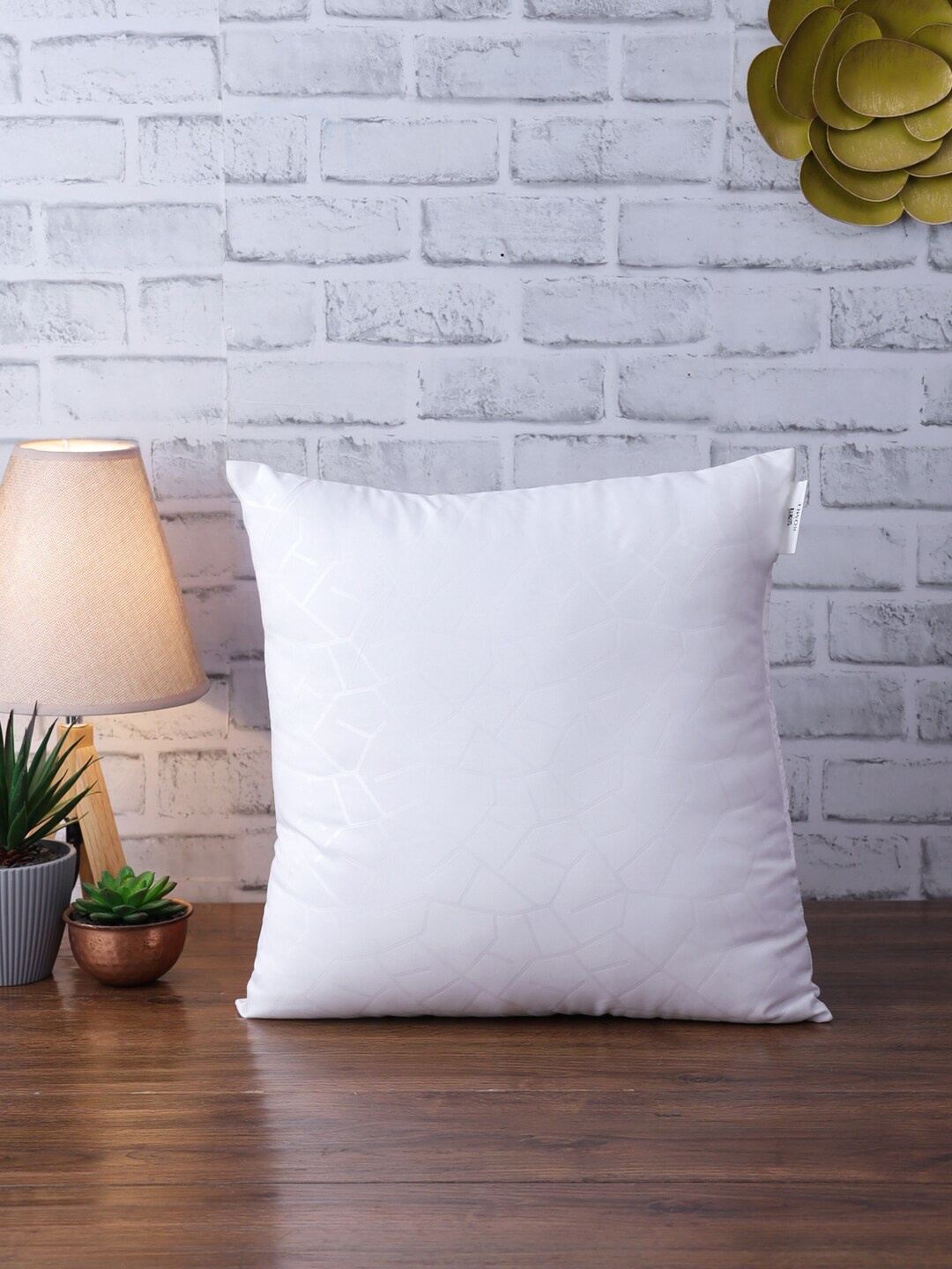 

ROMEE White Woven-Design Jacquard Square Cushion