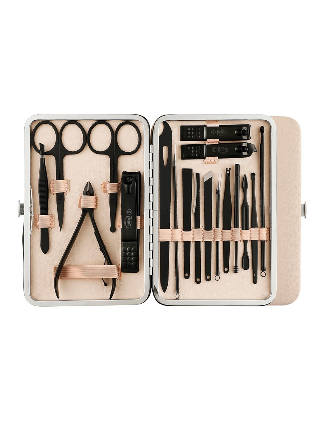 

Beaute Secrets 18pcs Stainless Steel Professional Manicure Pedicure Kit, Cream