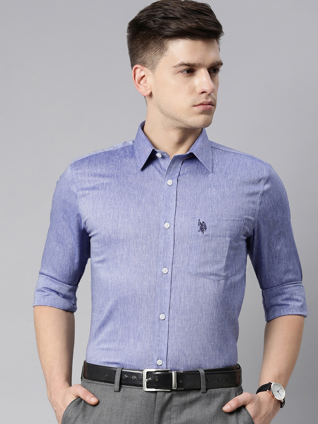 

U S Polo Assn Men Blue Tailored Fit Formal Shirt