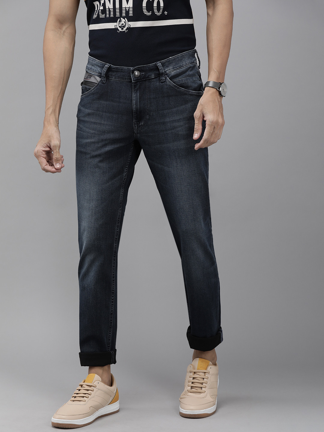 

U.S. Polo Assn. Denim Co. Men Blue BRANDON Slim Fit Mid-Rise Clean Look Stretchable Jeans