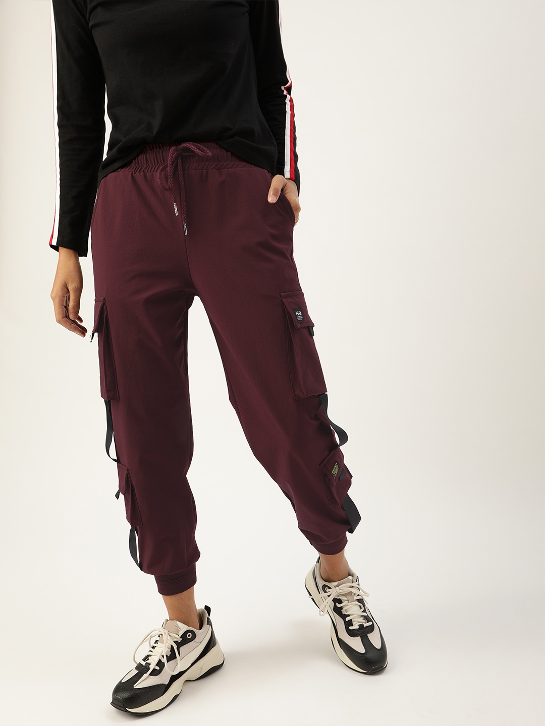 

SHECZZAR Women Pink Relaxed Regular Fit Solid Cargos