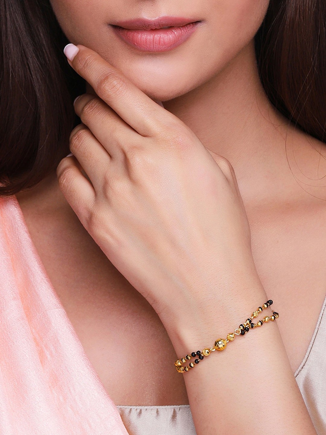 

Rubans 24K Gold Plated Alloy Multistrand Mangalsutra Bracelet