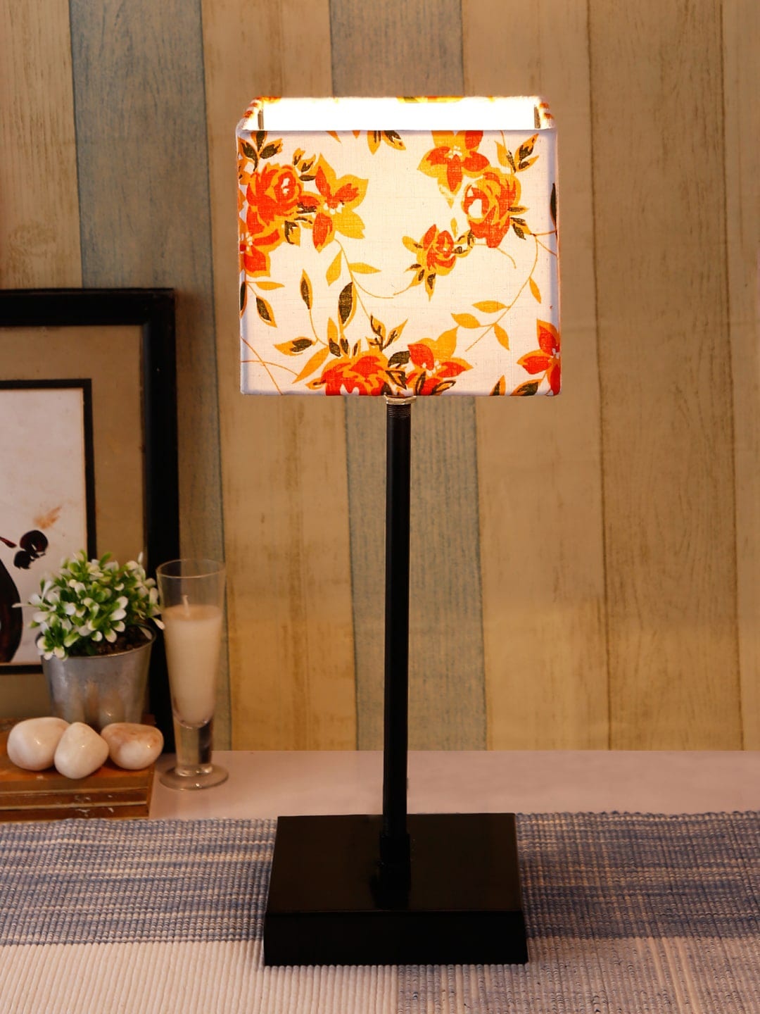 

Devansh White & Yellow Floral Printed Square Table Lamp