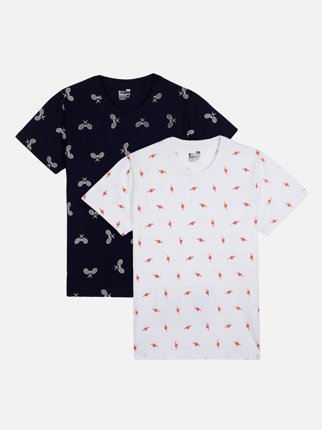 

PROTEENS Boys Pack of 2 Printed Antiviral & Antibacterial Round Neck T-shirts, White