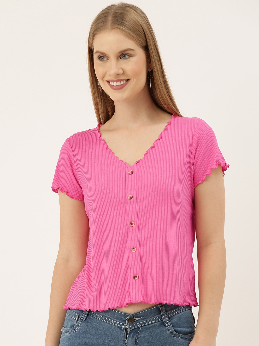 

And Pink Solid Regular Crop Top