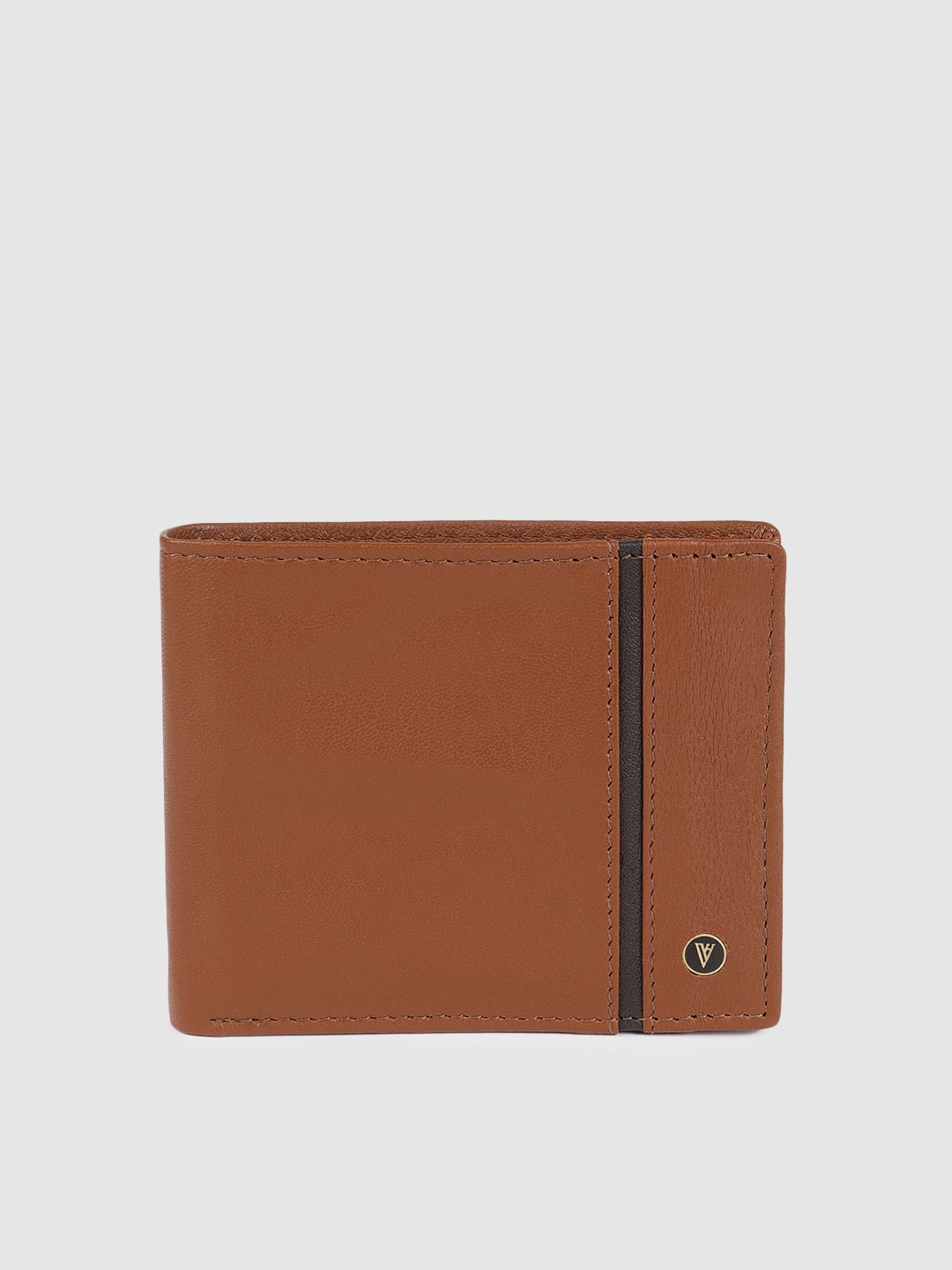 

Van Heusen Men Tan Brown Solid Leather Two Fold Wallet