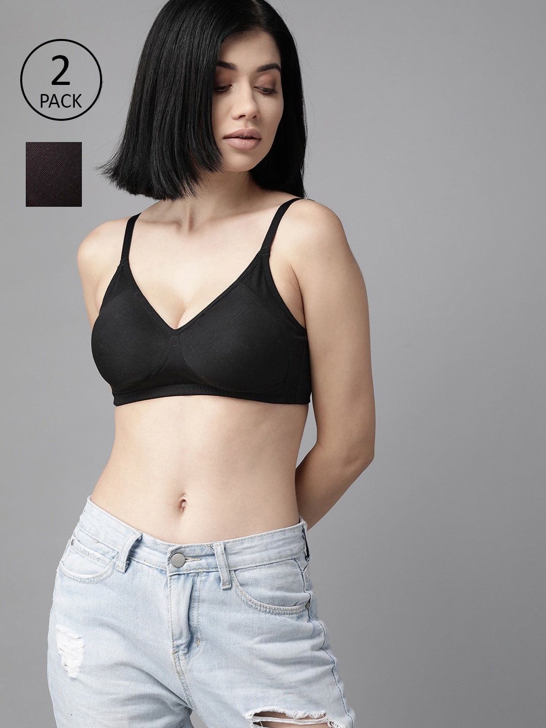 

Roadster Coffee Brown & Black Solid Non-Wired Non Padded T-shirt Bra RDST-BRA-SSP-01