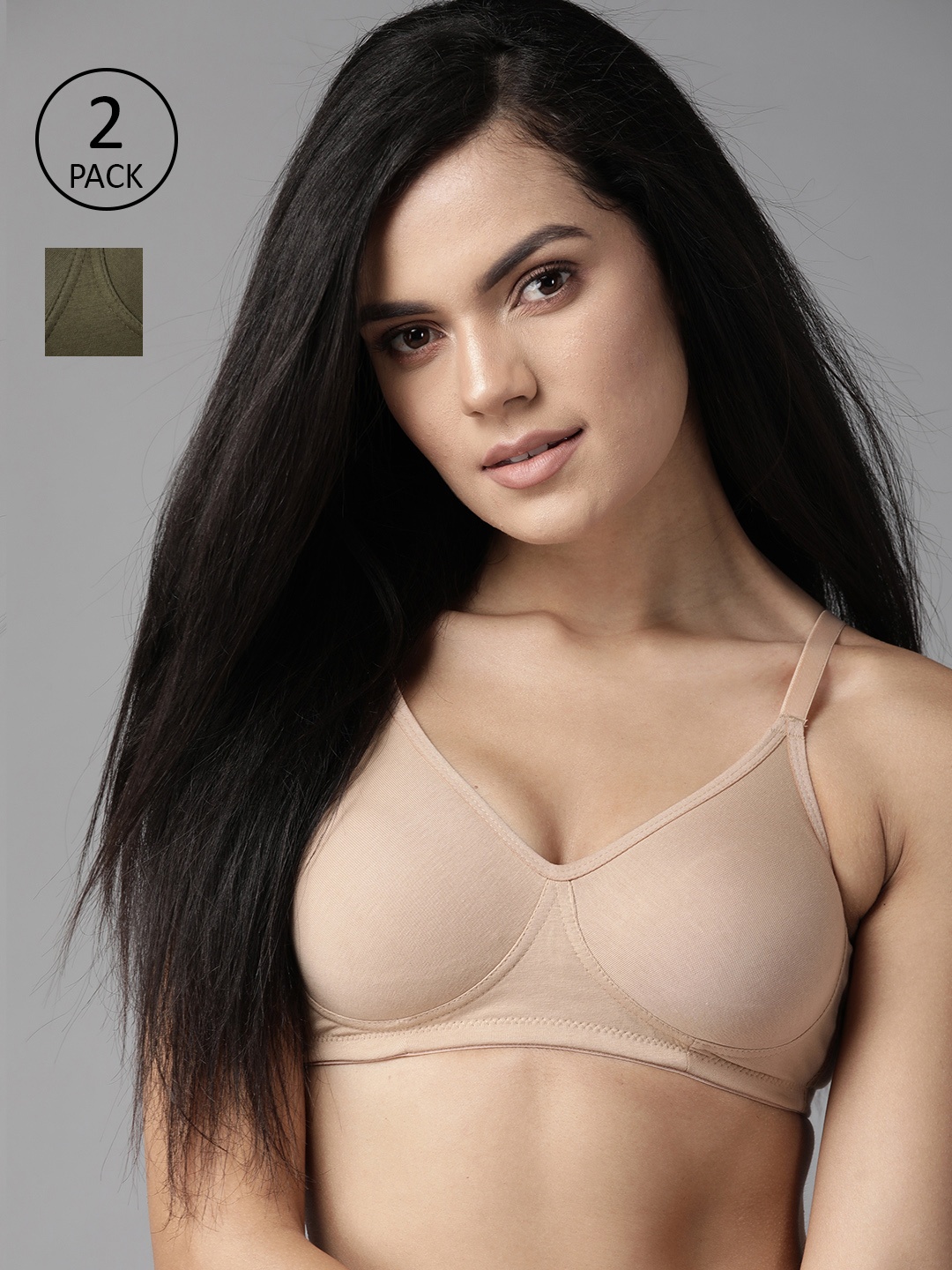 

Roadster Pack Of Two Solid Non-Wired Non Padded T-shirt Bra RDST-BRA-BCS-01, Beige
