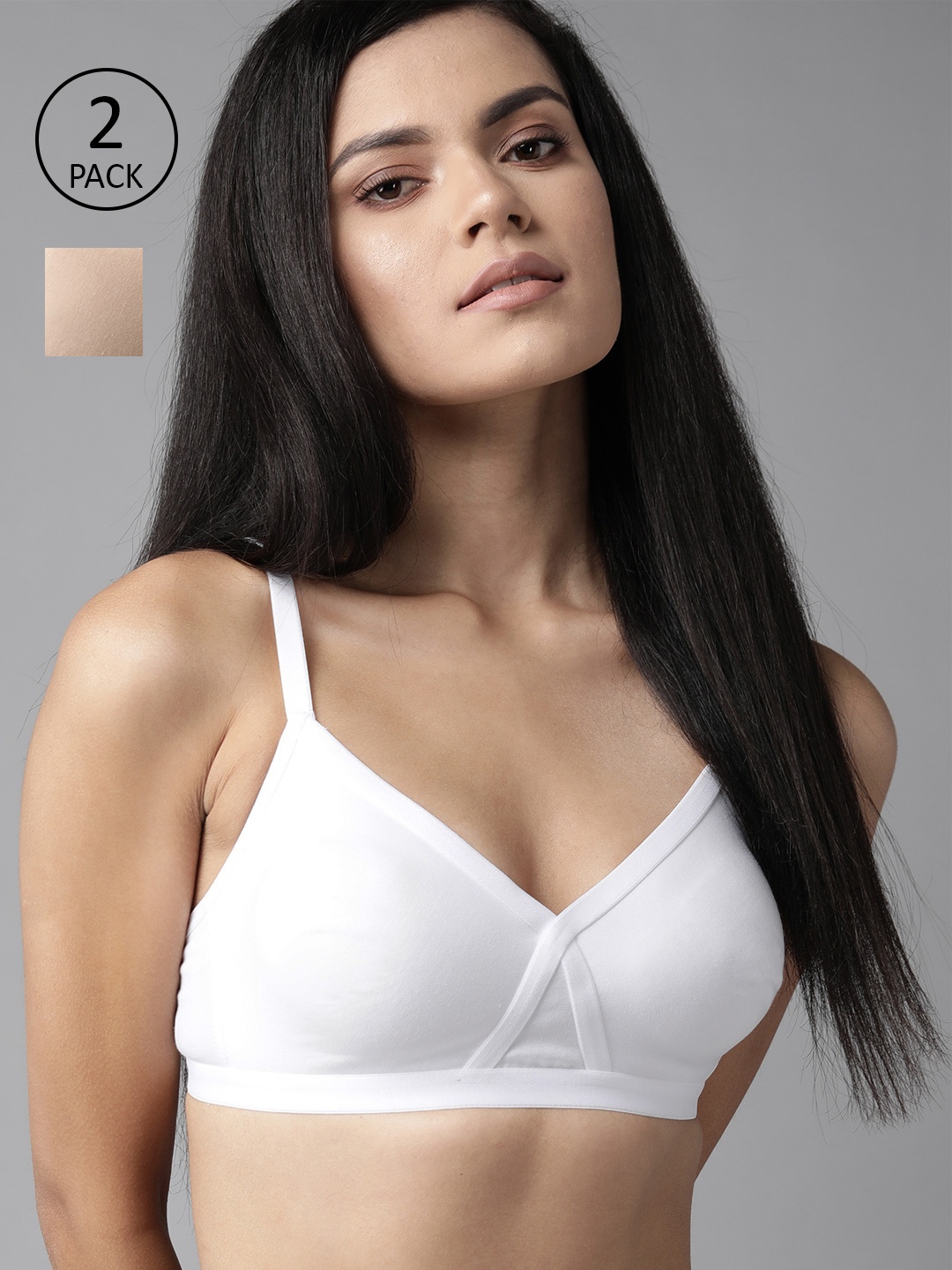 

Roadster Beige & White Solid Non-Wired Non Padded T-shirt Bra RDST-BRA-CRS-01