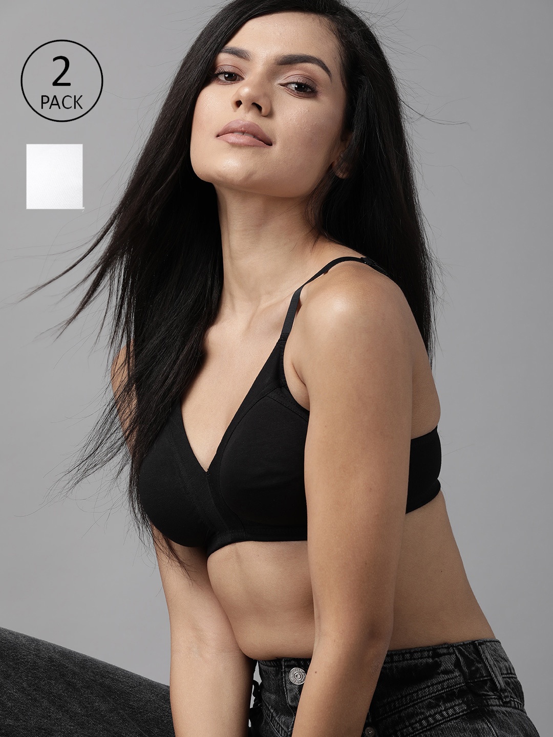 

Roadster Pack Of Two Solid Non-Wired Non Padded T-shirt Bra RDST-BRA-MFR-01, White