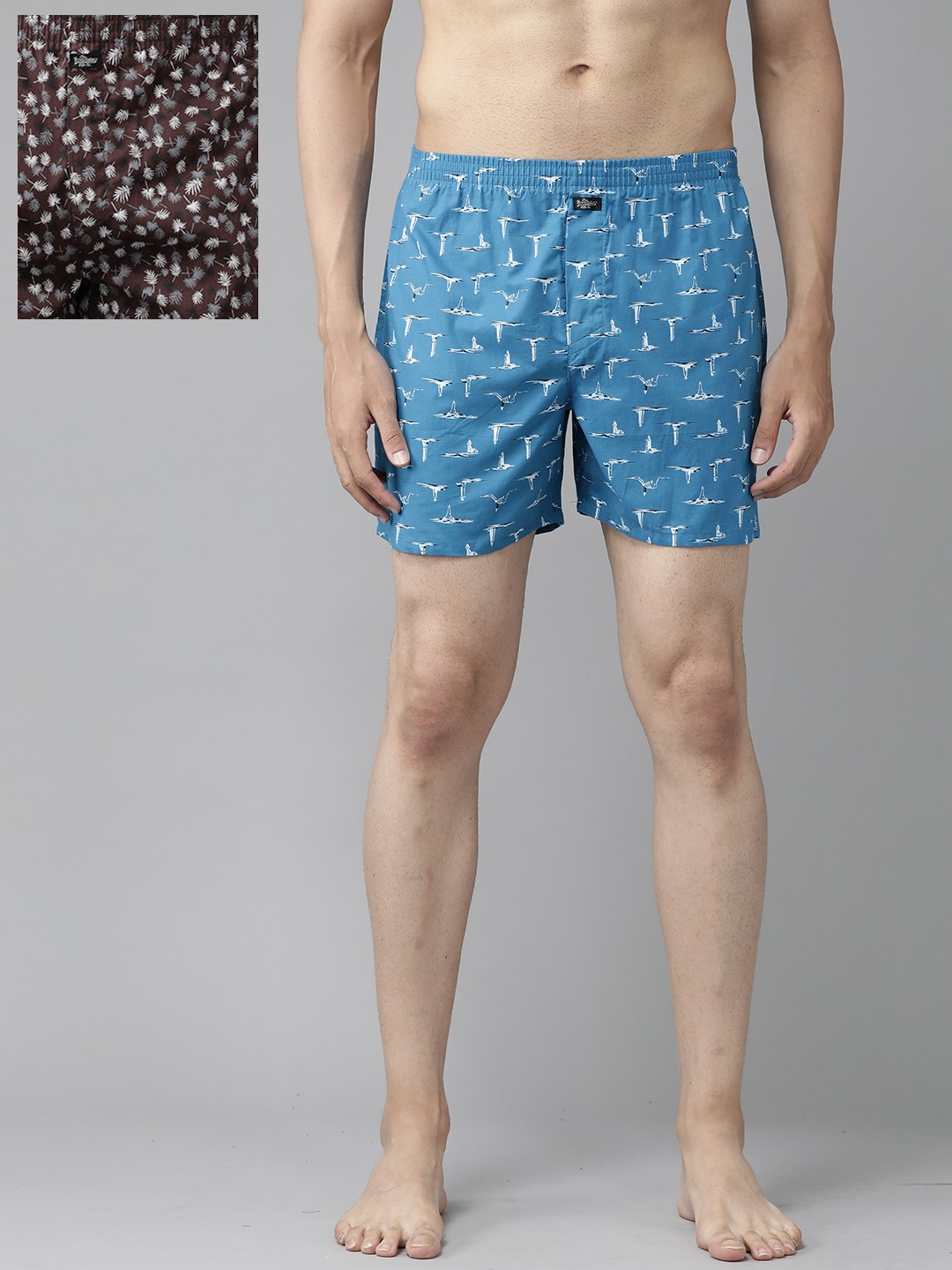 

Roadster Men Pack Of 2 Pure Cotton Printed Boxers, Blue