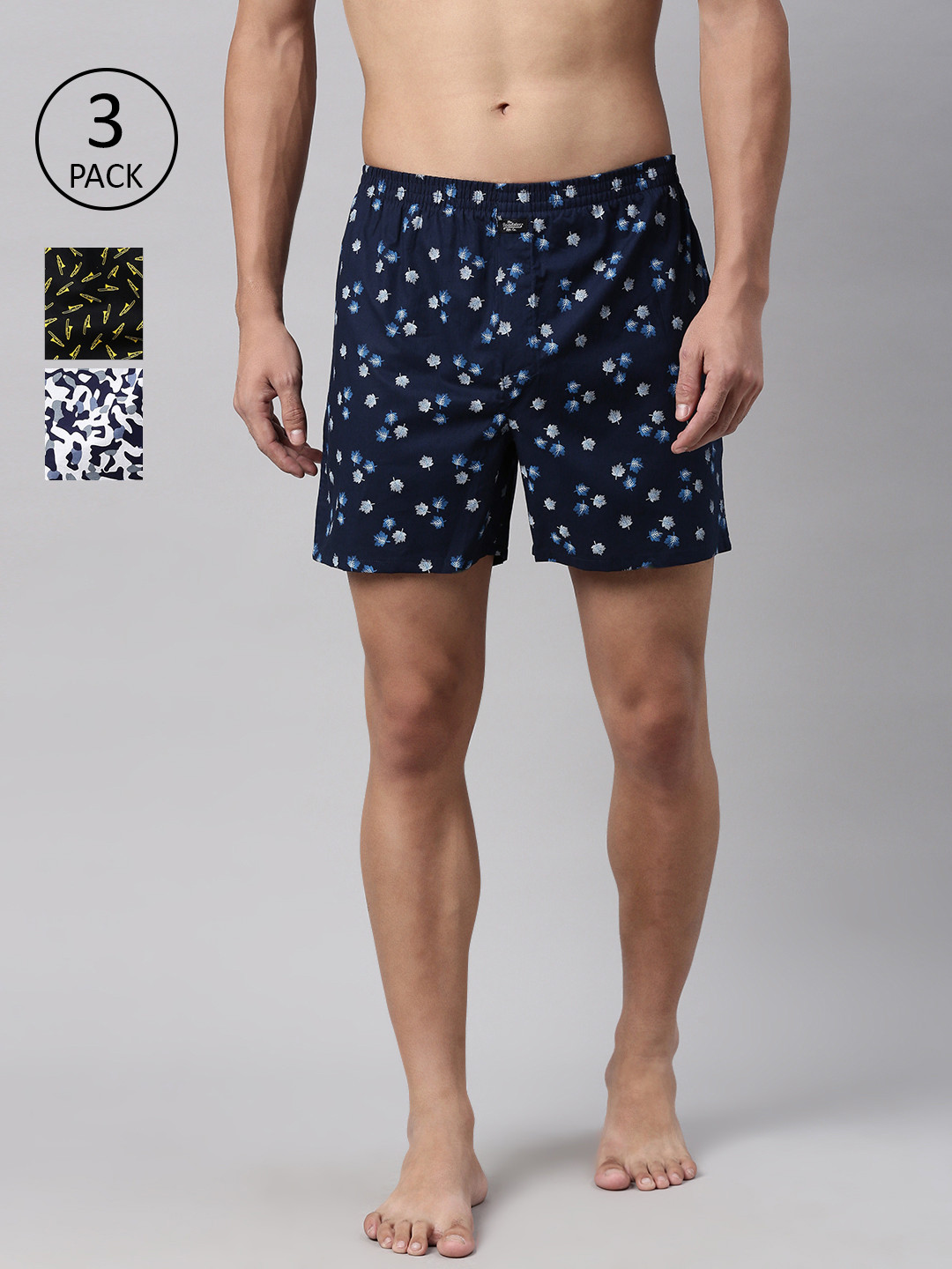 

Roadster Men Pack of 3 Pure Cotton Boxers RDS-KEN-MBOX, Navy blue