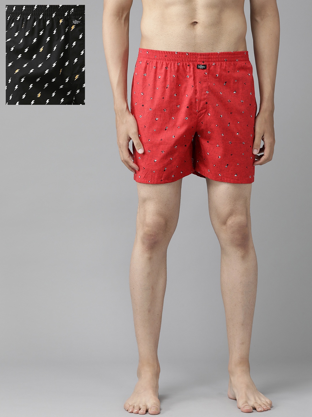 

Roadster Men Pack Of 2 Pure Cotton Printed Boxers, Red