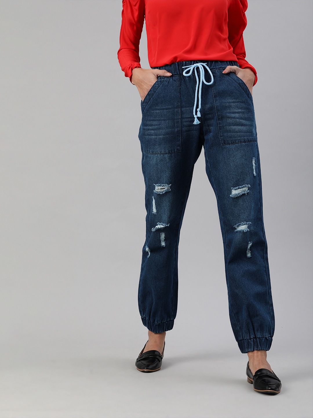 

iki chic Women Blue Relaxed Fit Mid-Rise Mildly Distressed Jeans