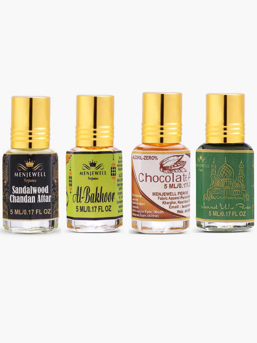 

Menjewell Pack of 4 Attar Perfume - 20 ml Each, Transparent