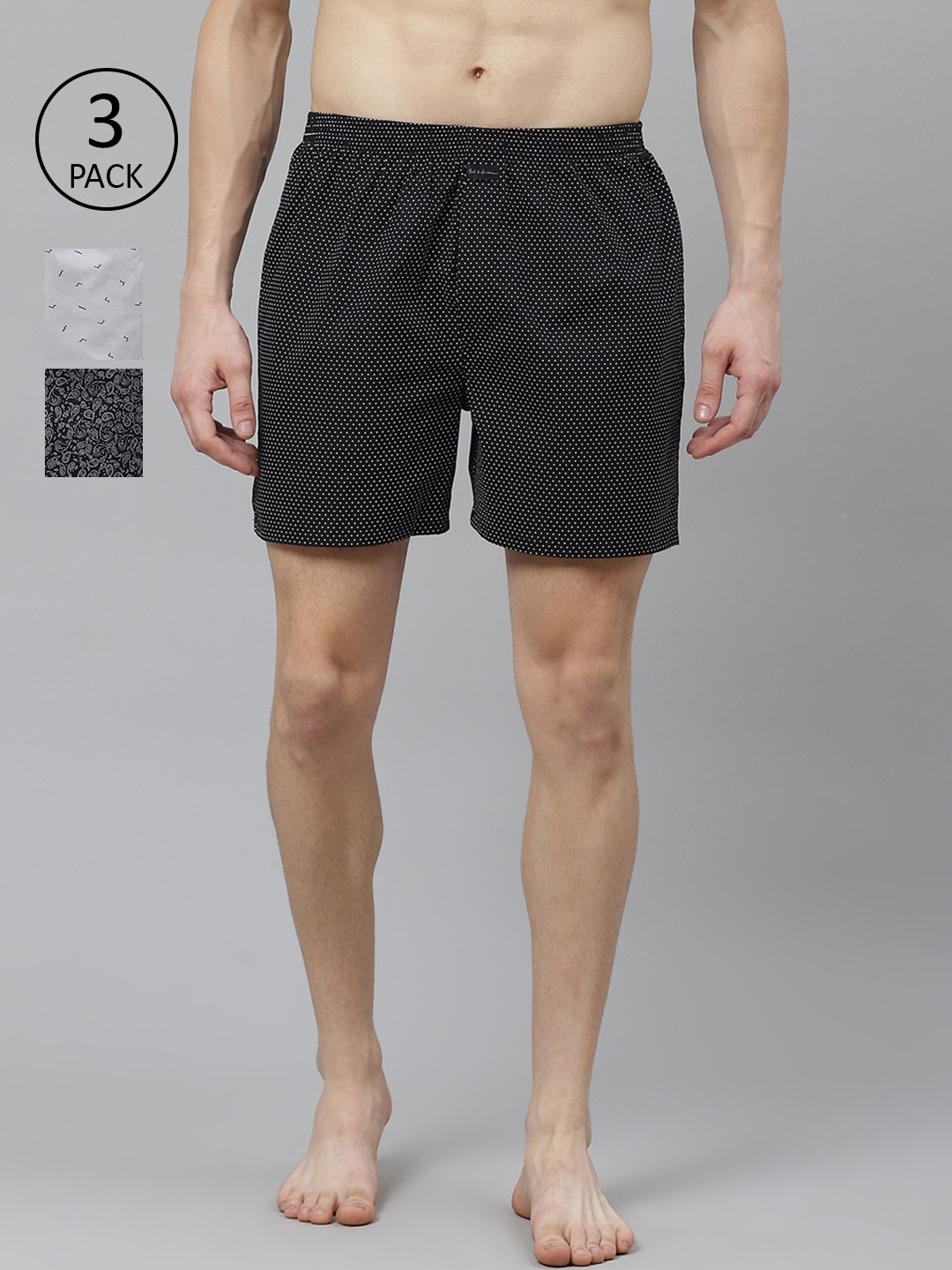 

Mast & Harbour Men Pack Of 3 Pure Cotton Boxers, Grey