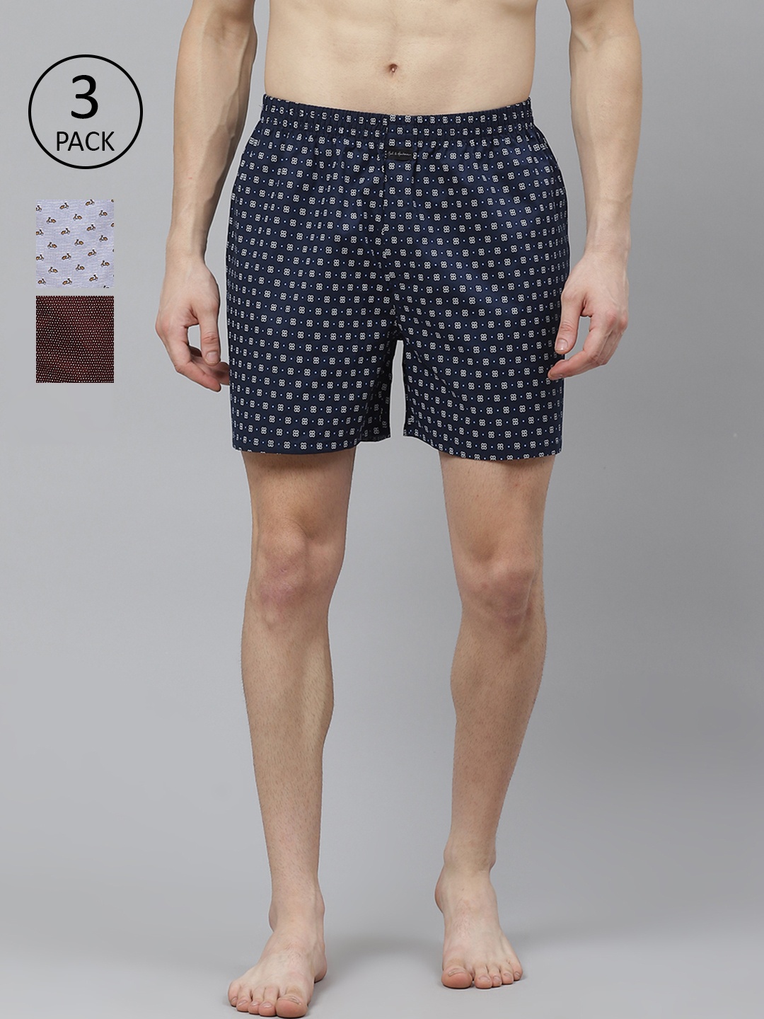 

Mast & Harbour Men Pack Of 3 Pure Cotton Boxers, Maroon