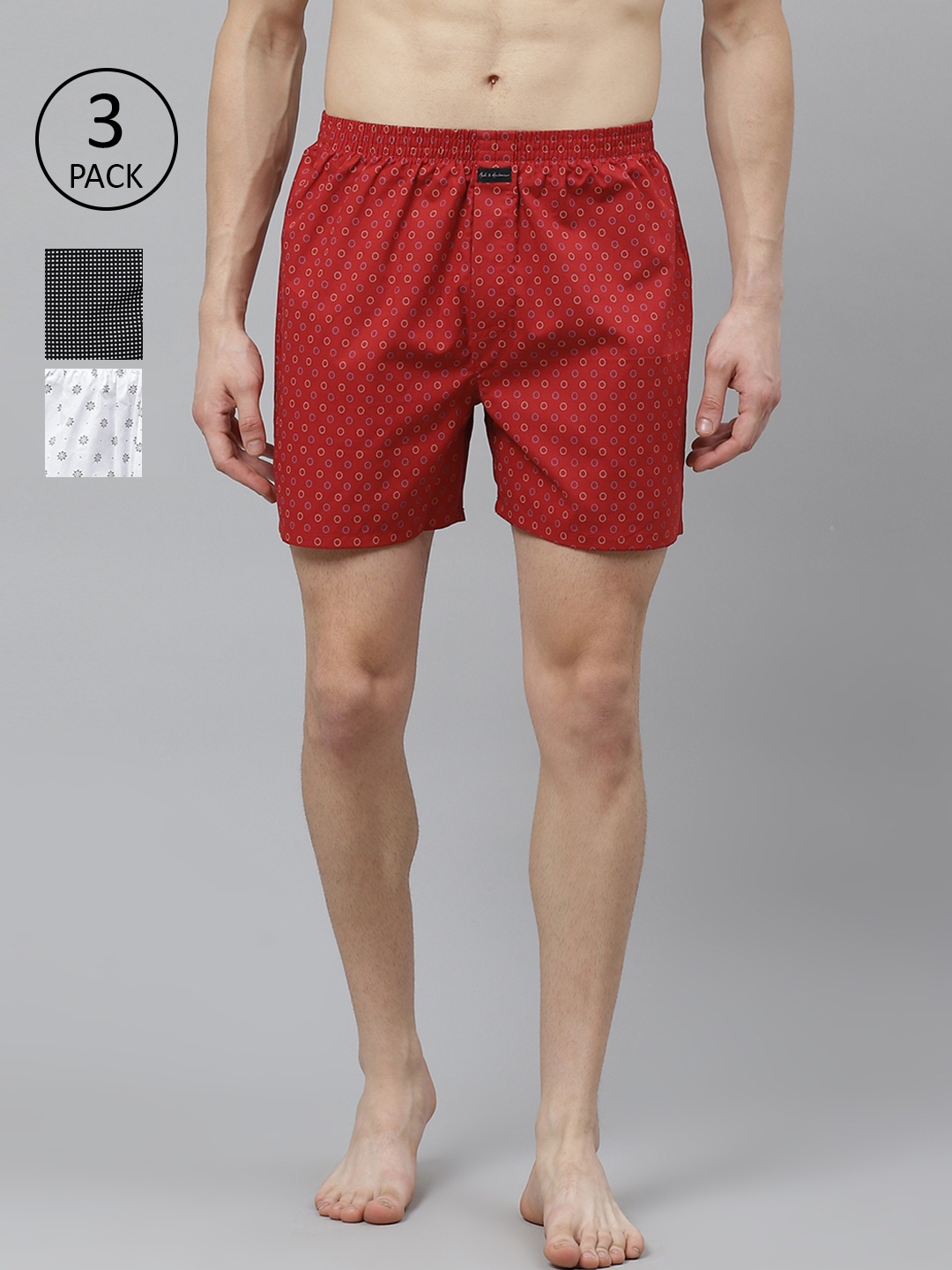 

Mast & Harbour Men Pack of 3 Printed Boxers, Black