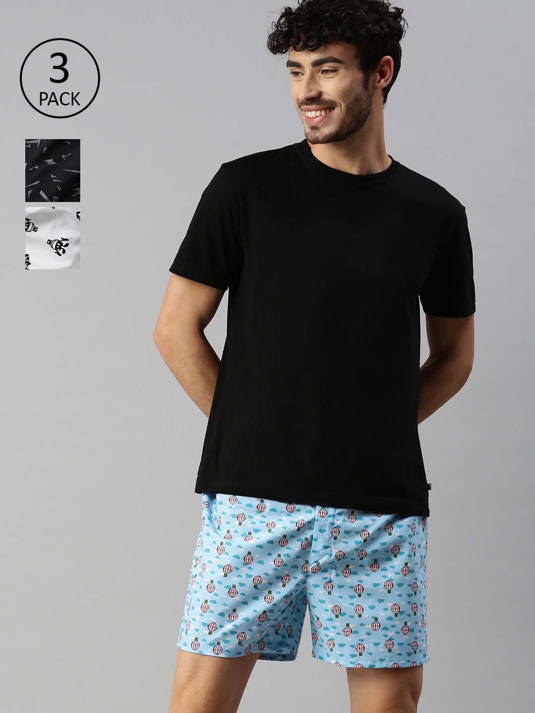 

Mast & Harbour Men Pack of 3 Printed Boxers 03AH, Blue