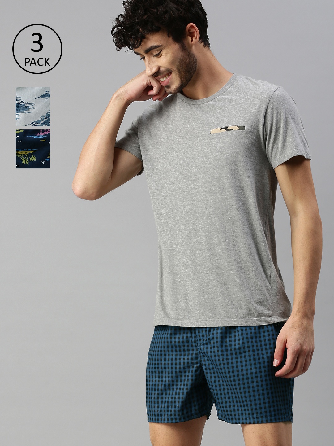 

Mast & Harbour Men Pack of 3 Printed Boxers, White