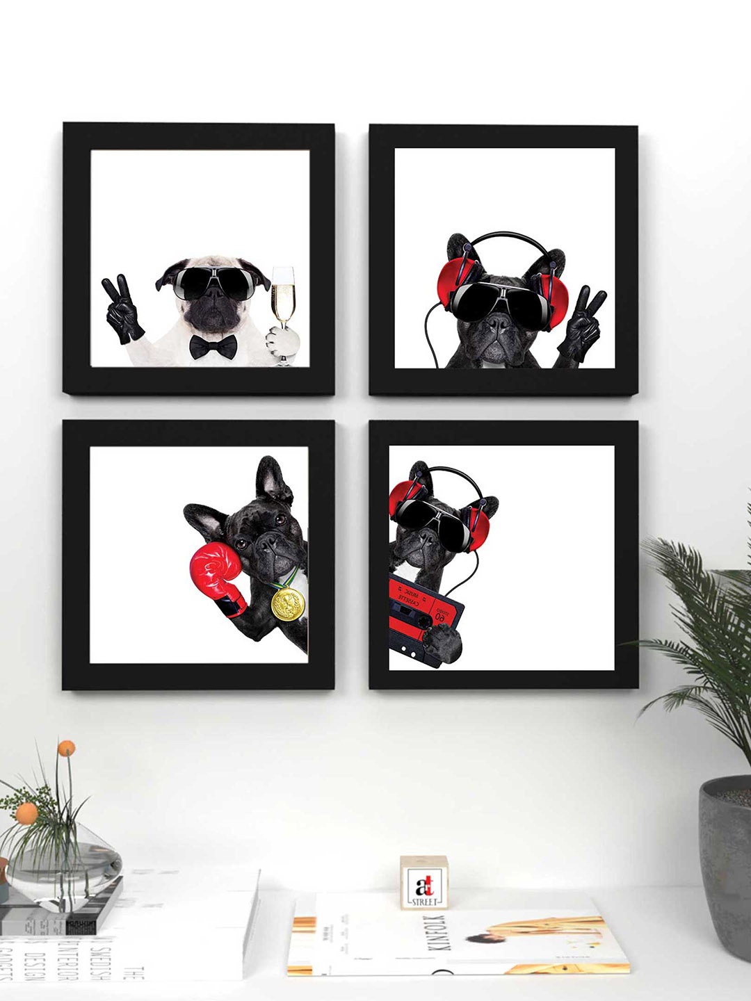 

Art Street Set Of 4 White & Black Printed Framed Wall Art