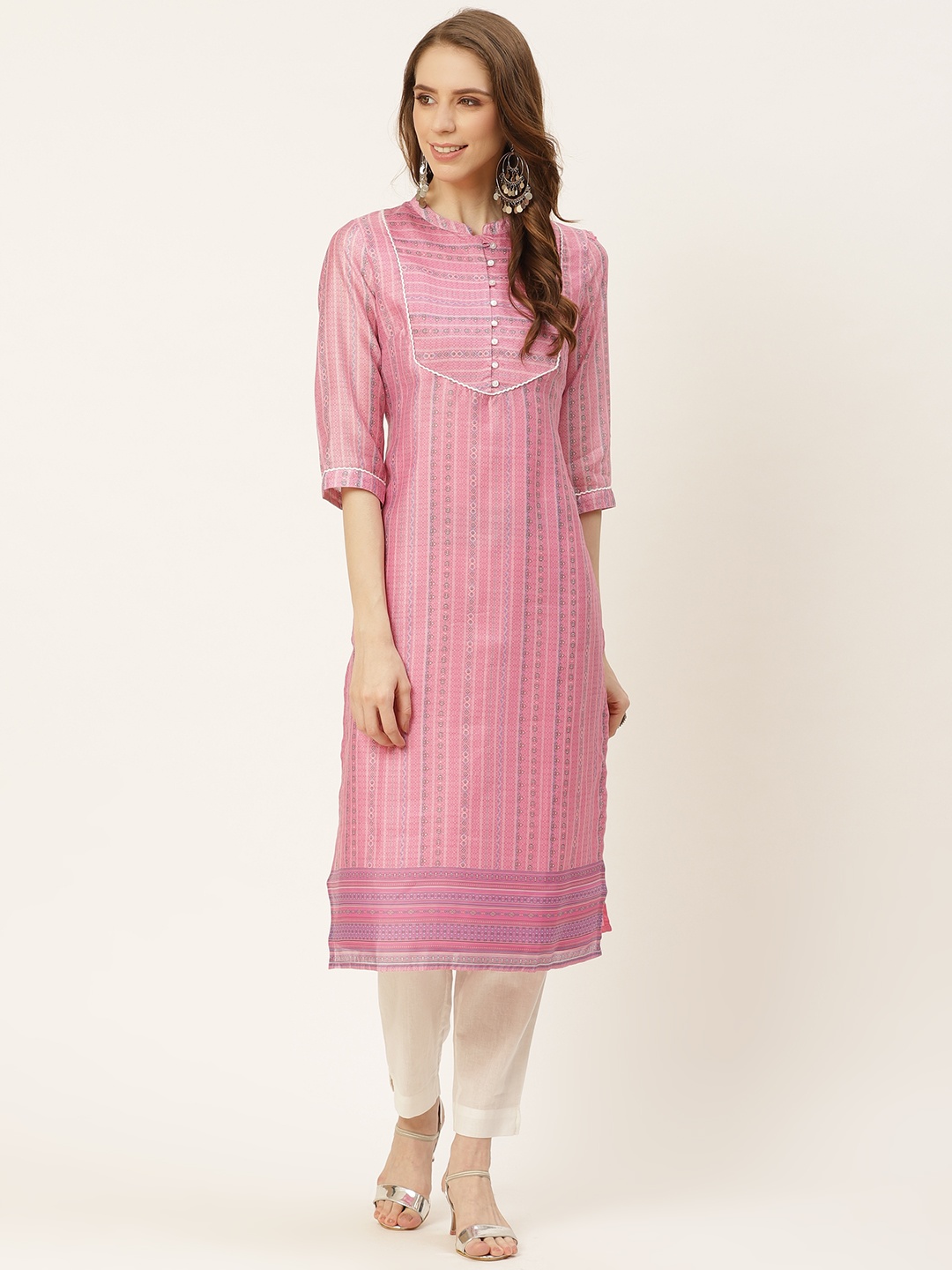 

House of Pataudi Women Pink Ethnic Motifs Printed Kurta