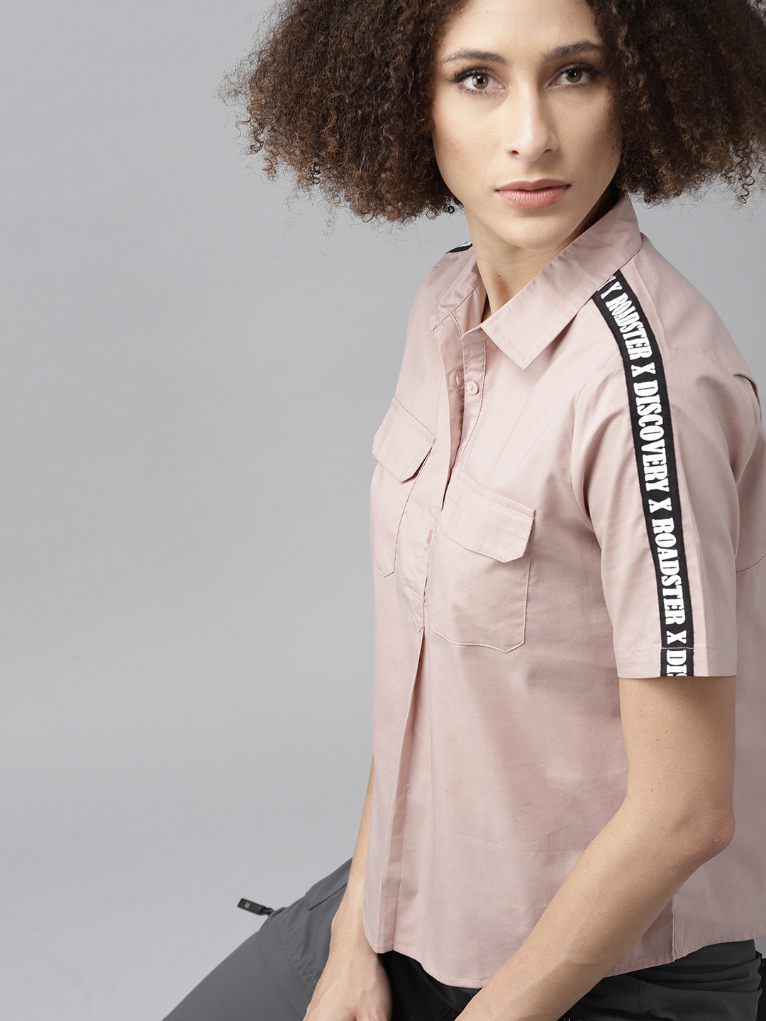 

Roadster X DISCOVERY ADVENTURES Women Mauve Pure Cotton Solid Casual Shirt