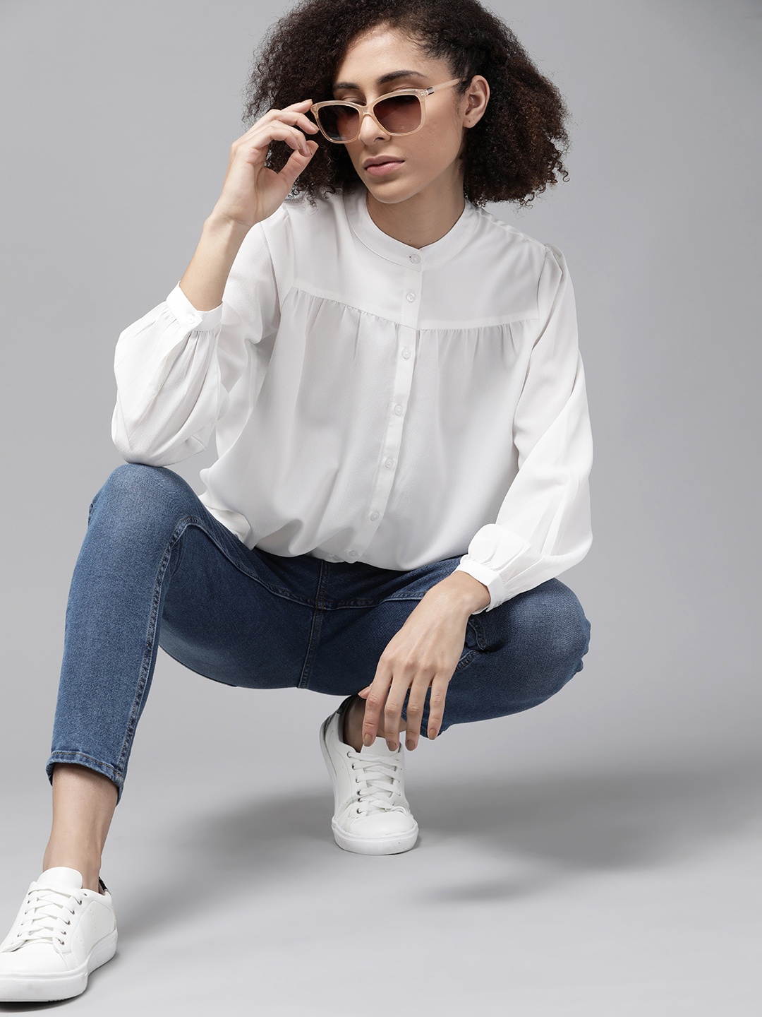 

Roadster Women White Casual Shirt
